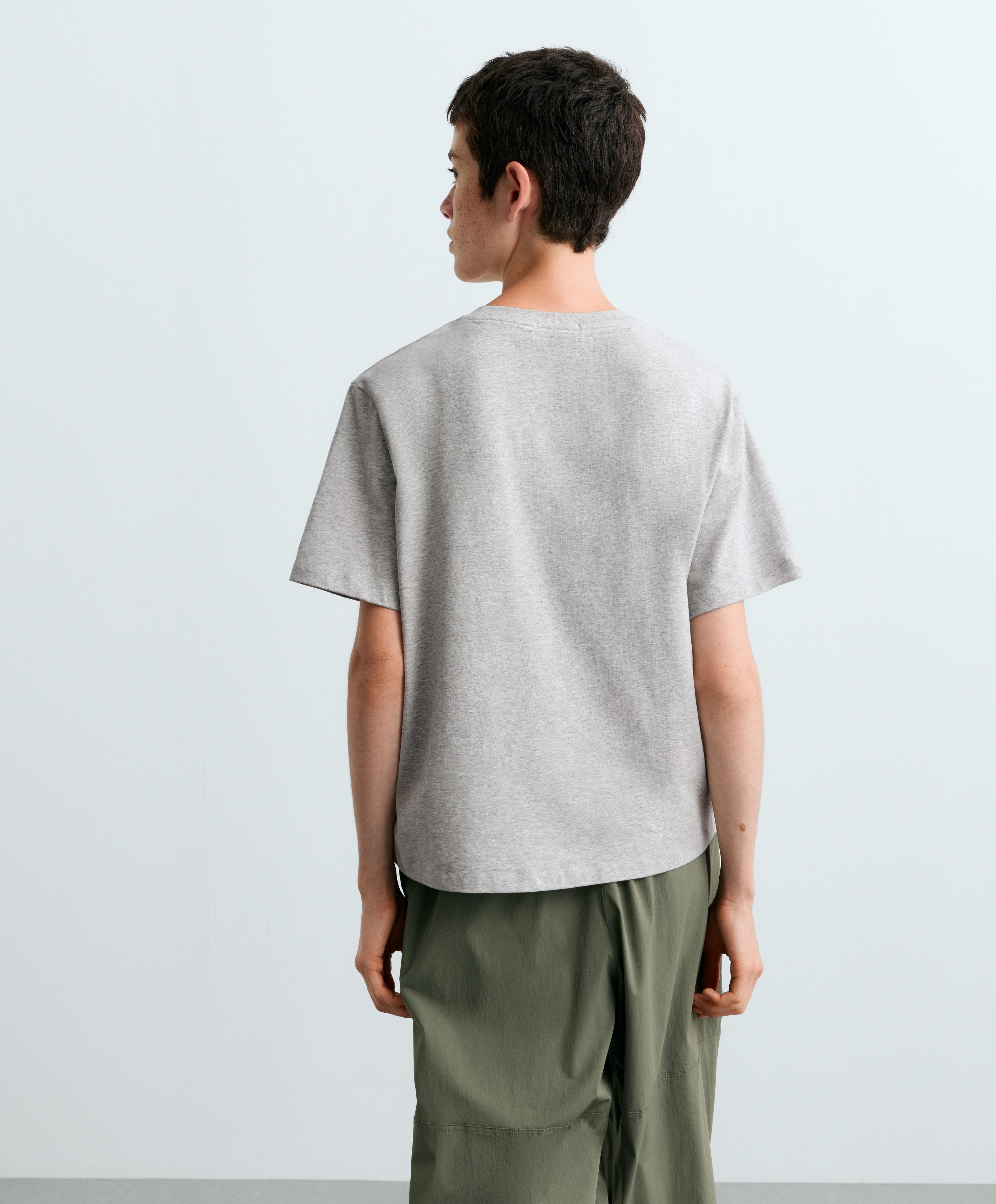 Boxy short-sleeved cotton blend T-shirt — PALE GREY