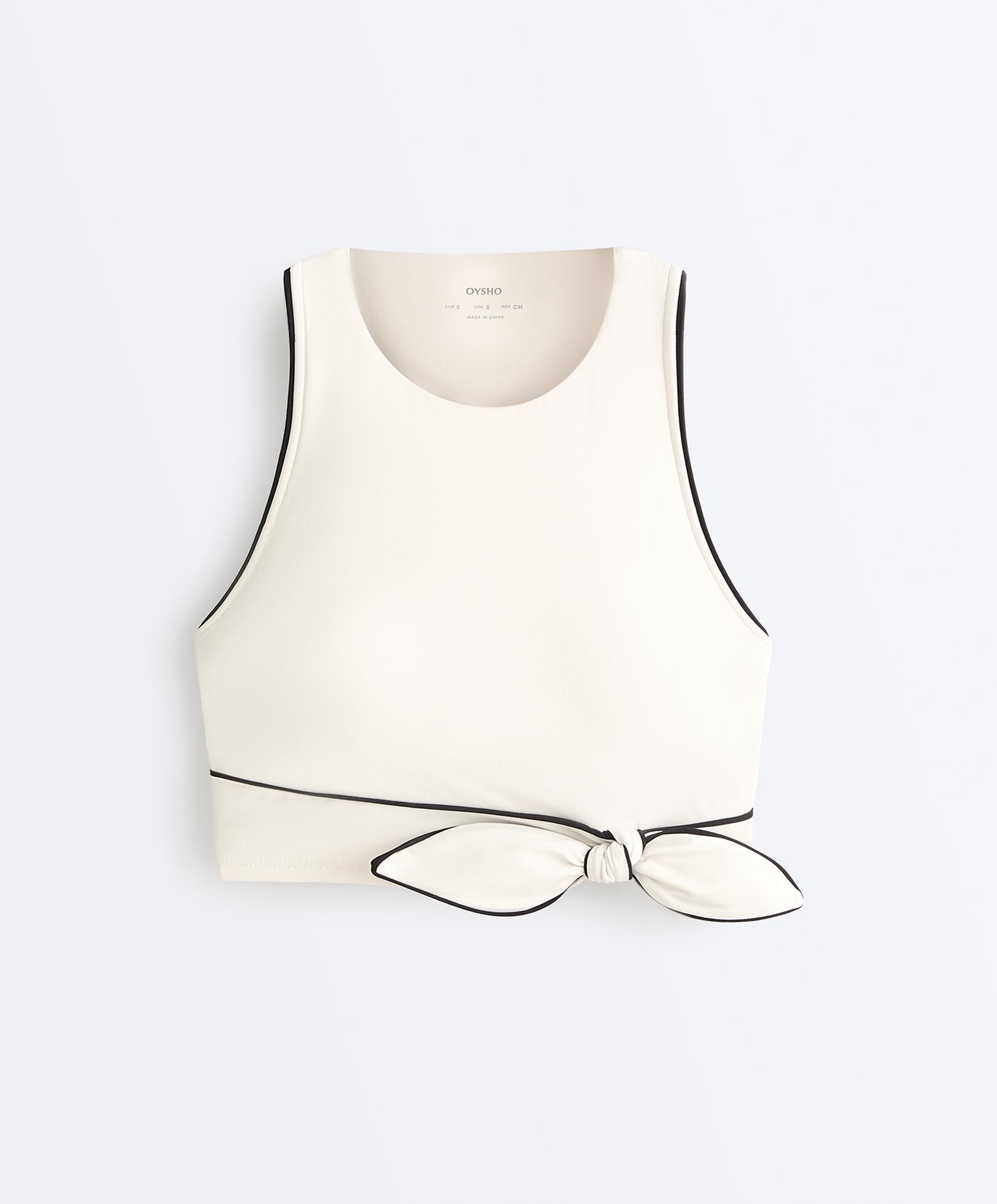 Comfortlux sleeveless tie tank top — PALE ECRU