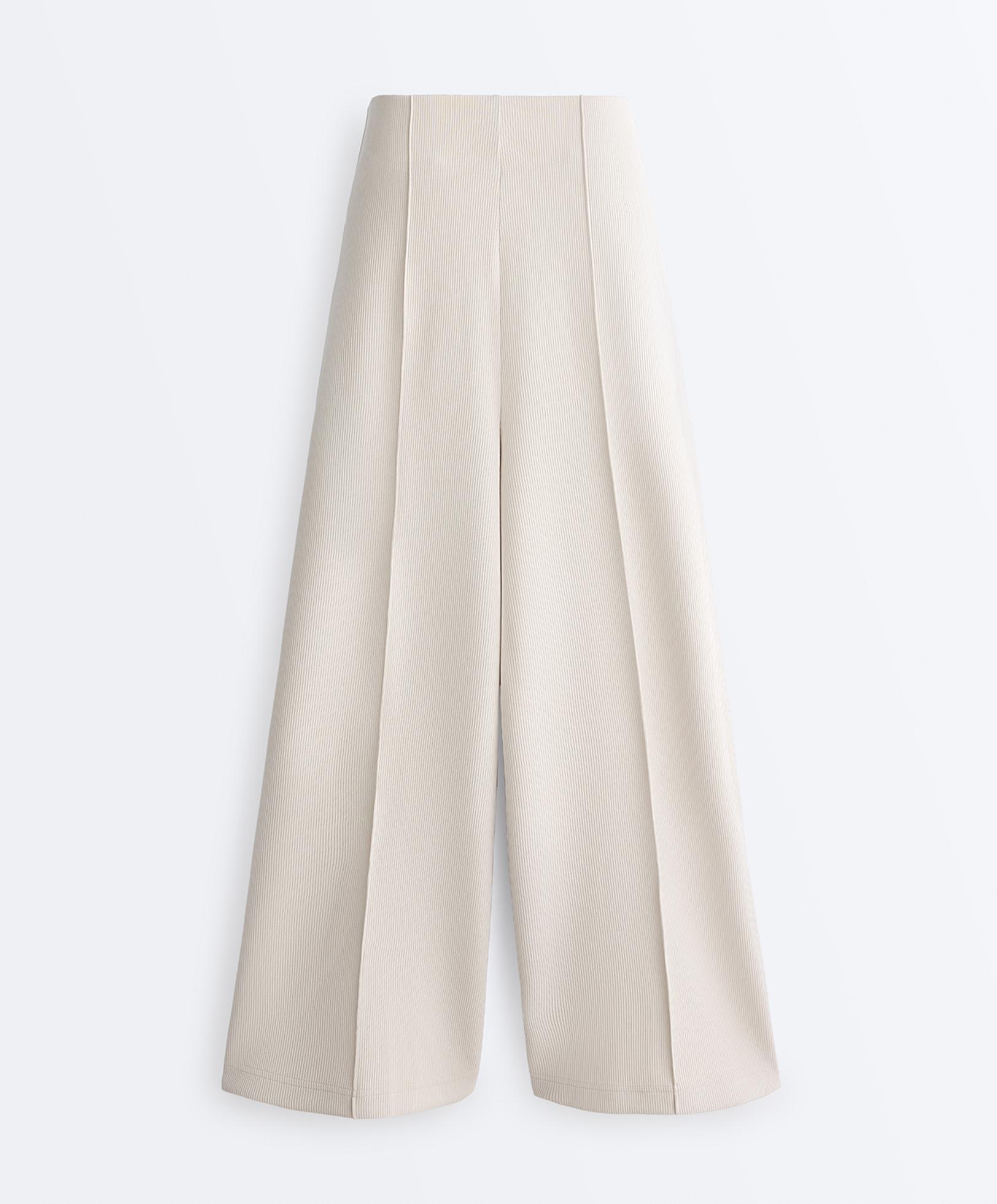 High-waisted crop trousers with modal — PALE MINK