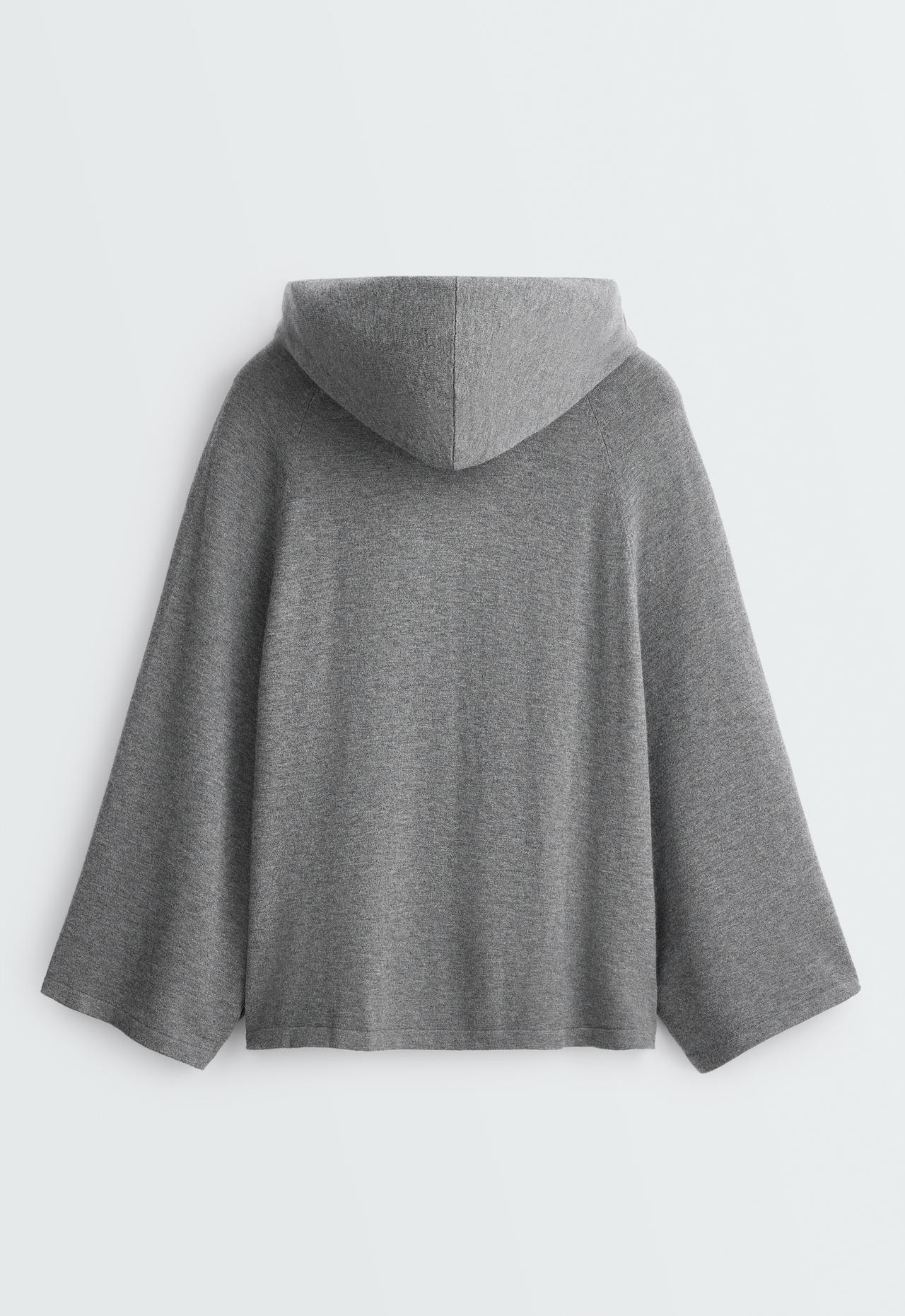 Hooded knit cape jumper — GREY MELANGE