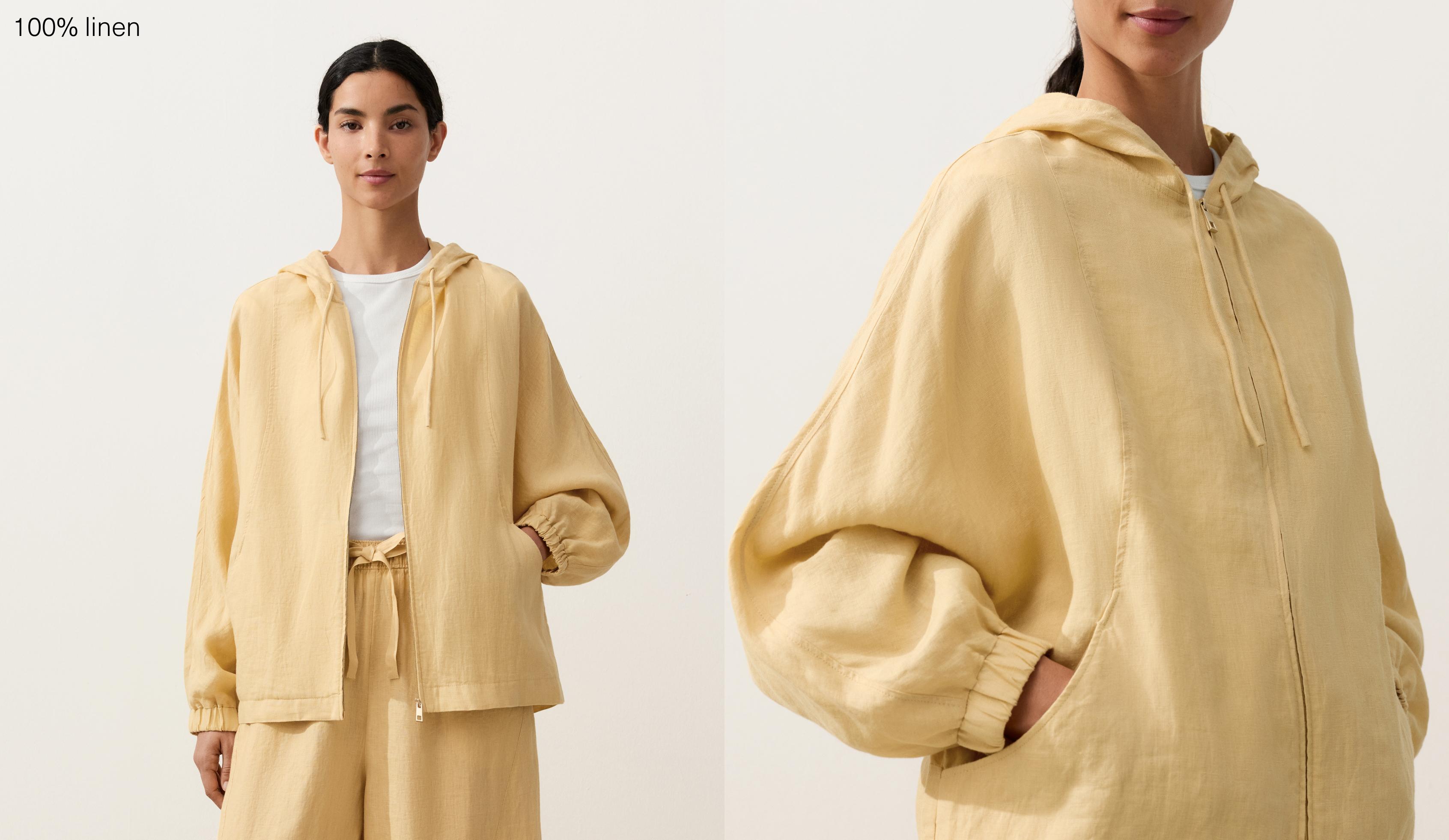 100% linen hooded jacket