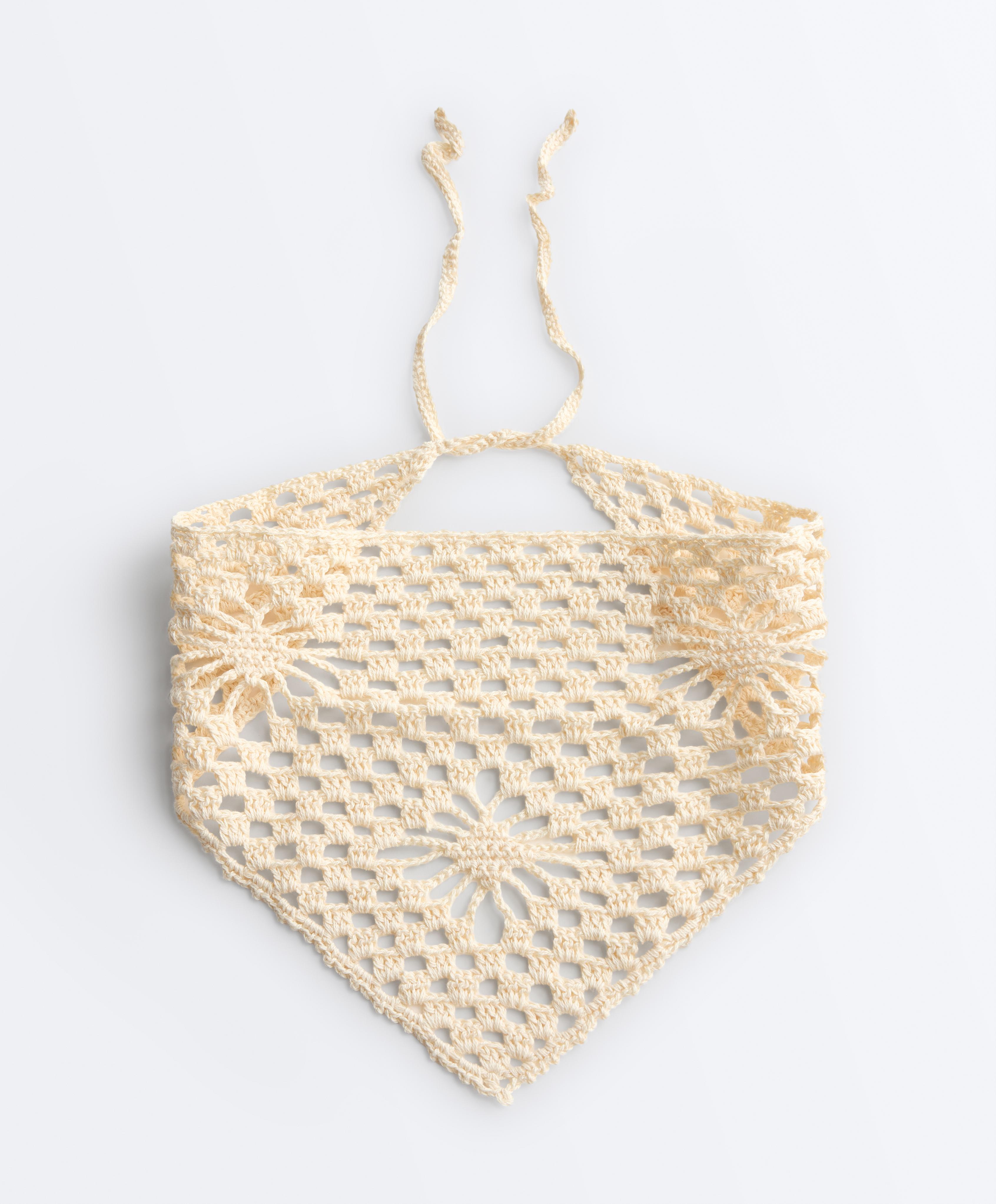 100% cotton triangle crochet headband — ECRU