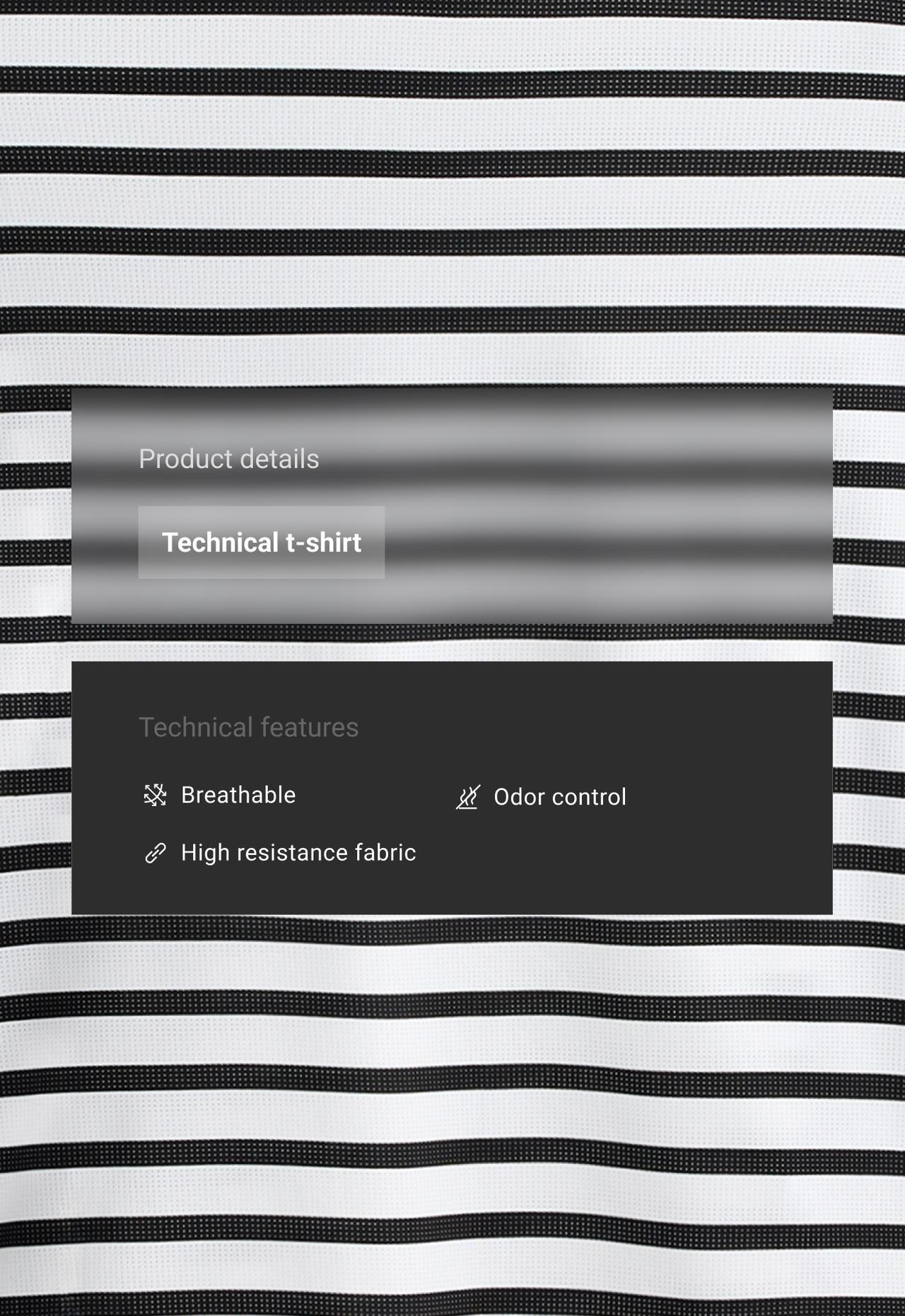 Regular Fit technical T-shirt, long sleeve, striped print — BLACK