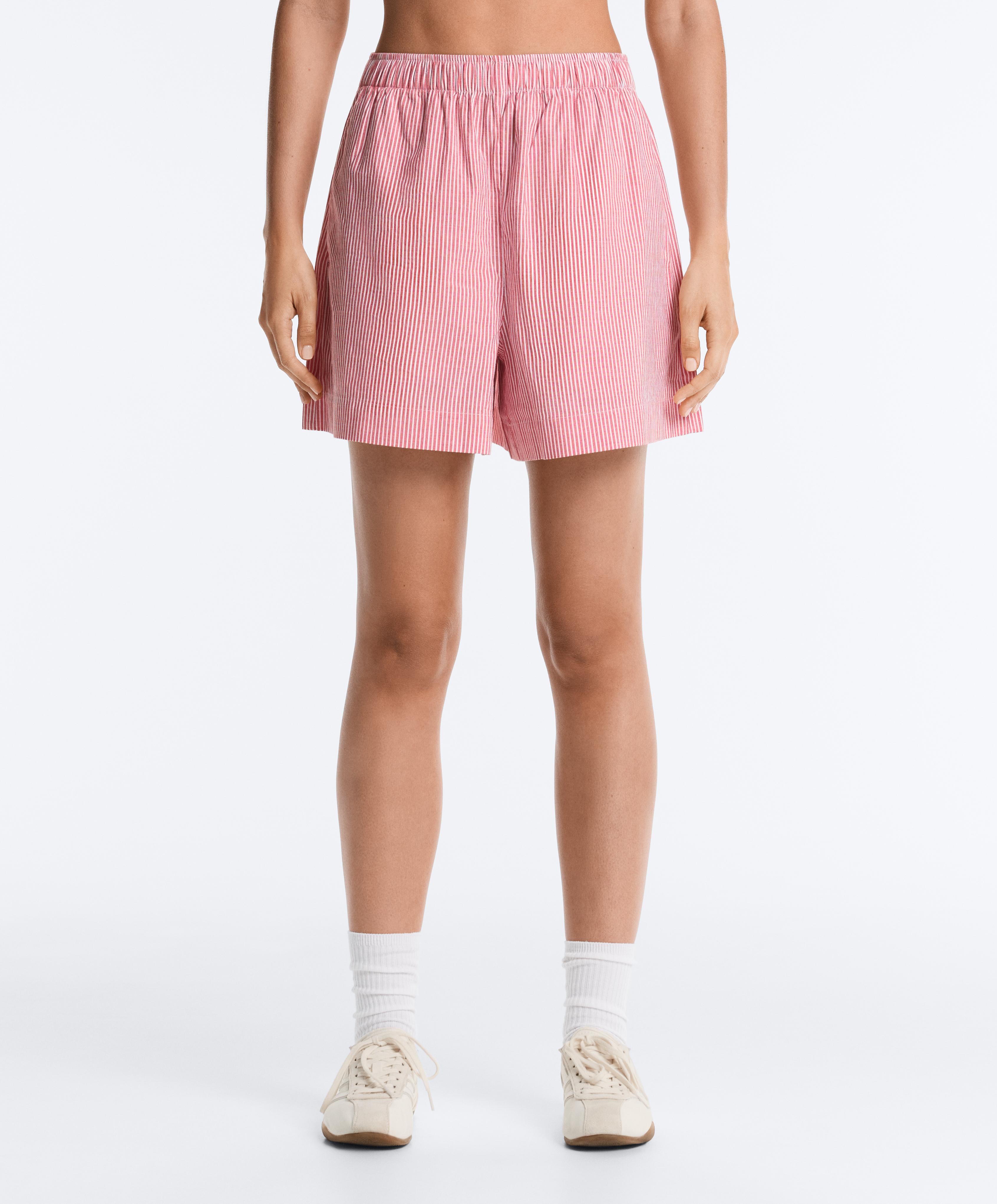 Striped 100% cotton shorts