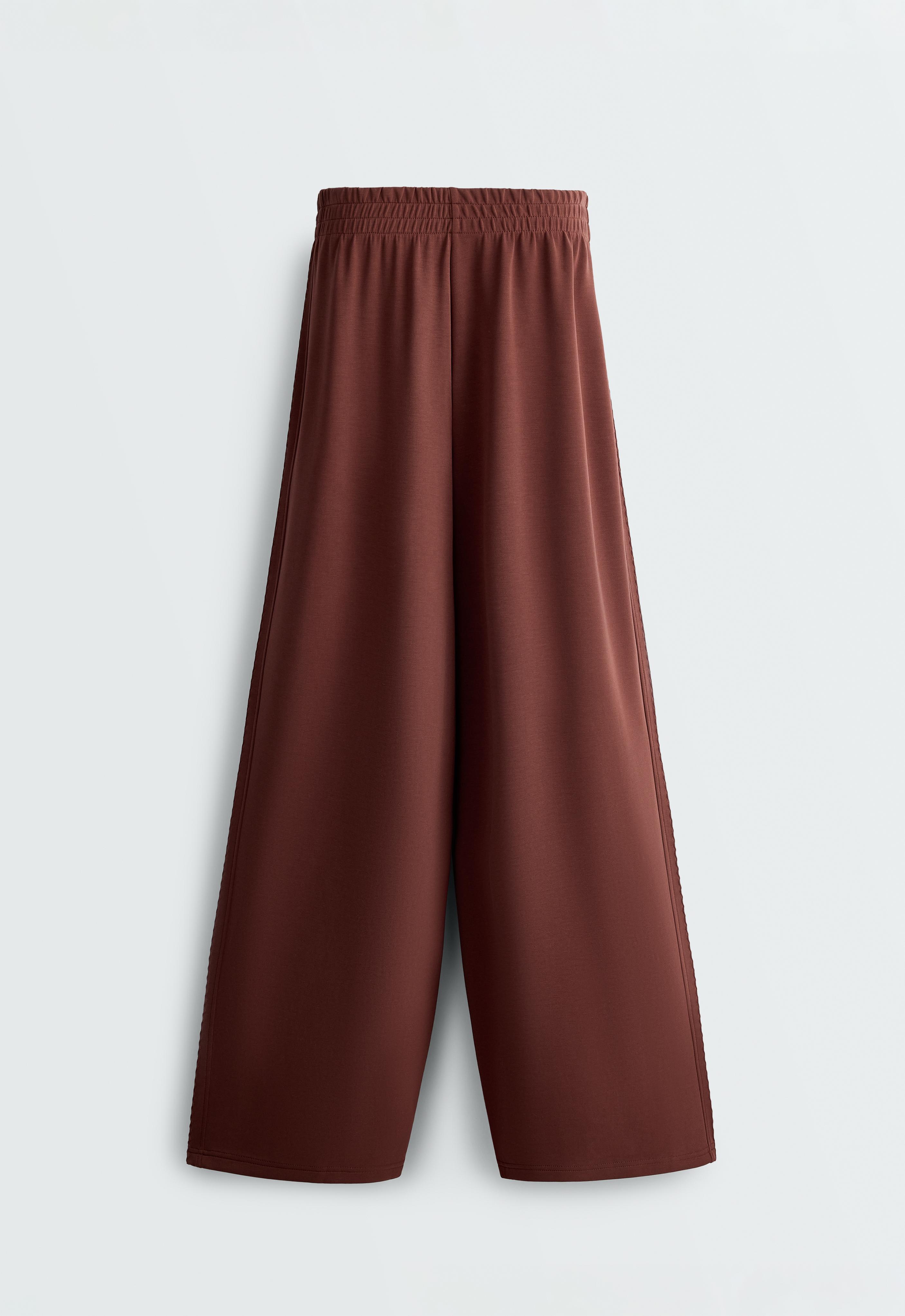 Straight-leg trousers with soft-touch modal — TERRACOTTA