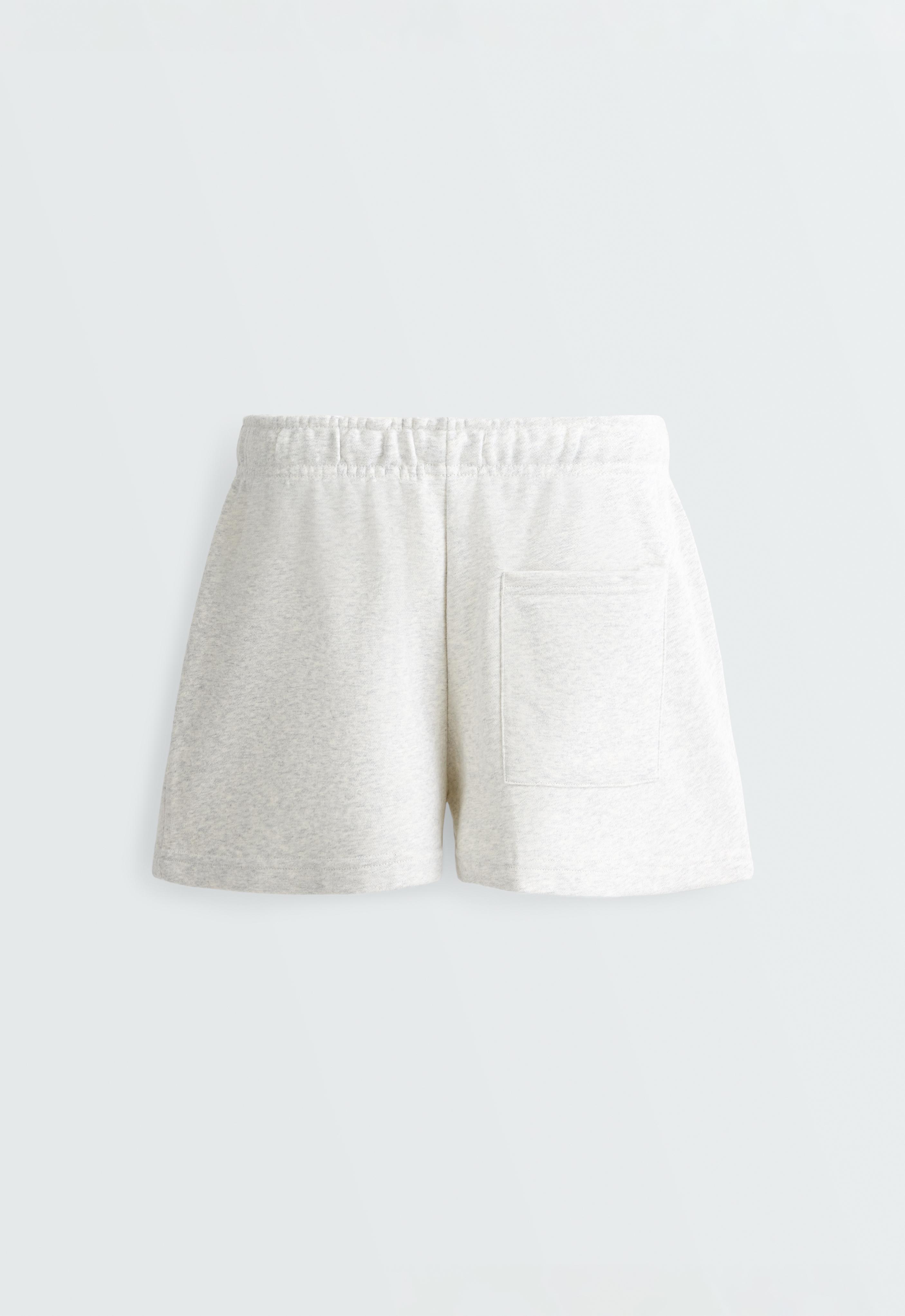 Cotton blend fleece shorts — PALE GREY MELANGE