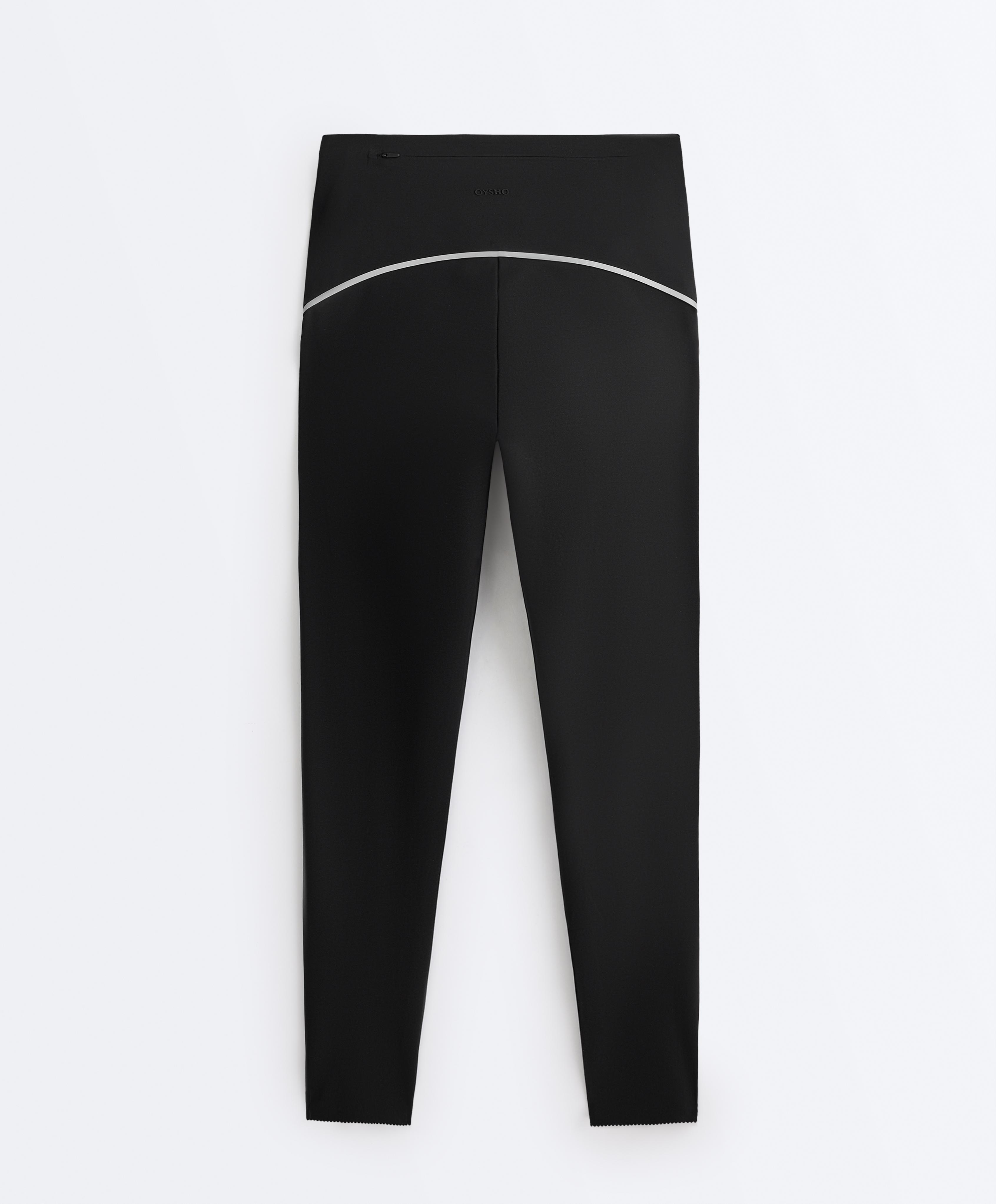 Reflective high-rise Compressive core control ankle-length leggings — BLACK