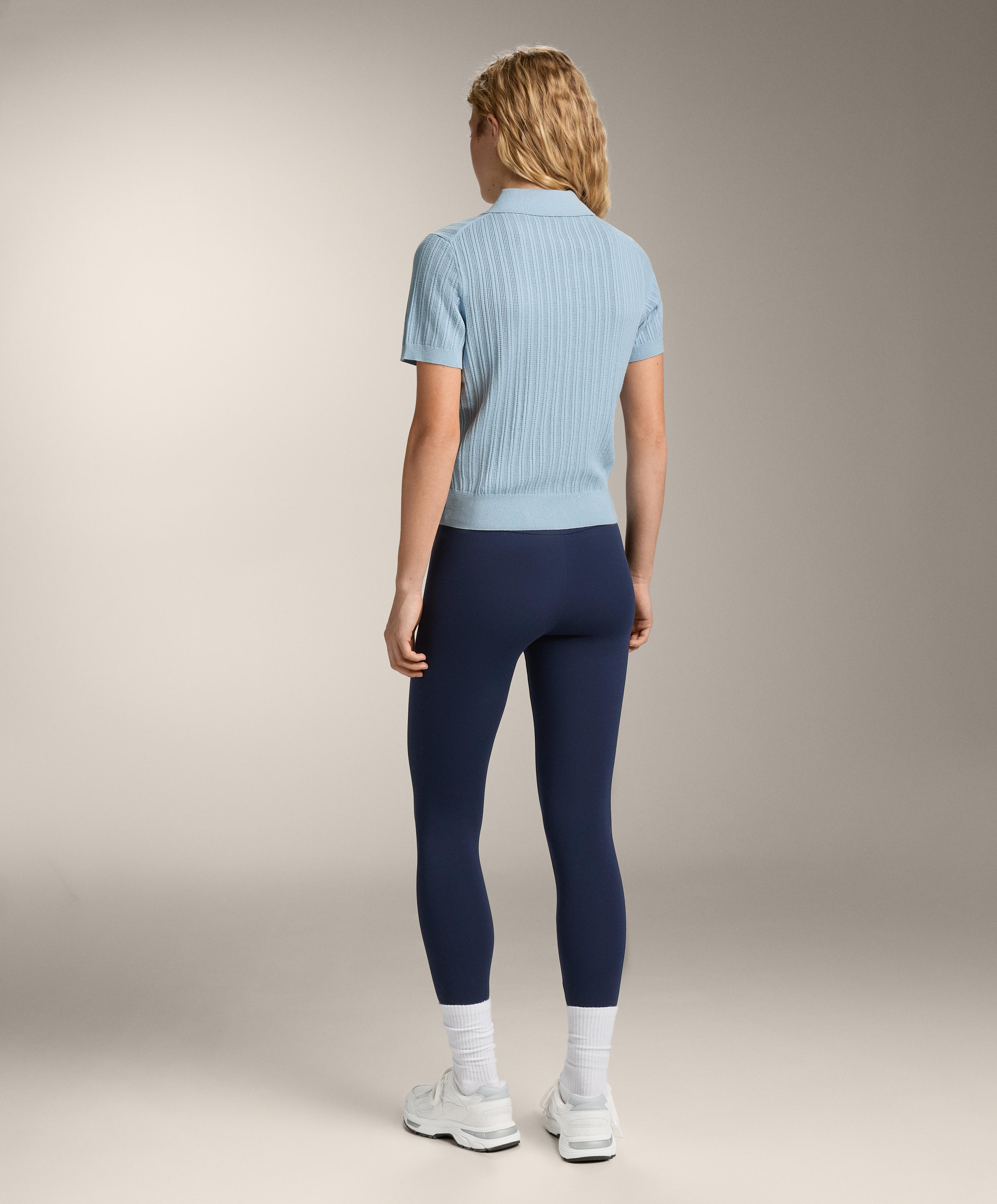 Pointelle knit polo shirt — SKY BLUE