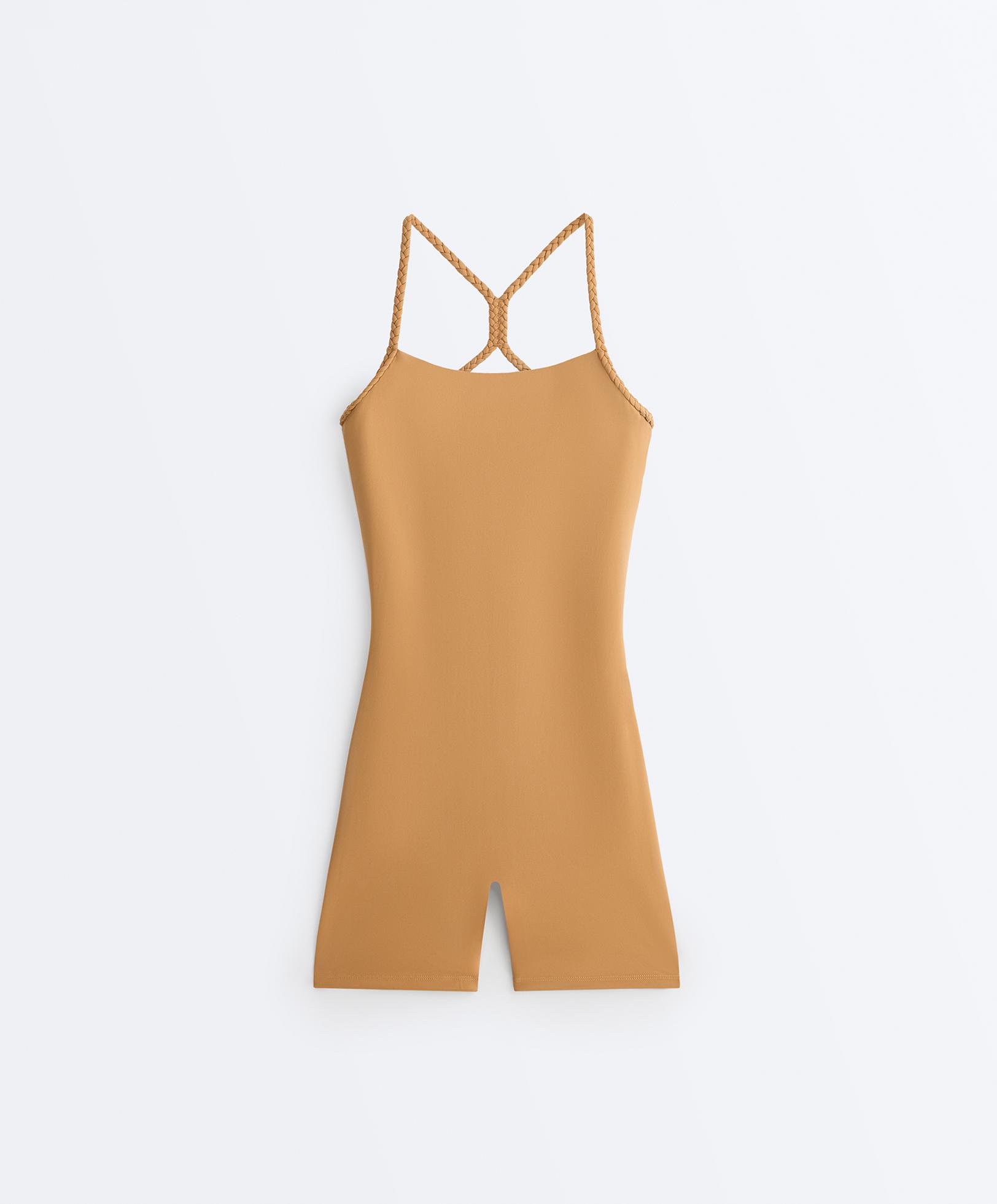 Comfortlux braided short jumpsuit — MUSTARD