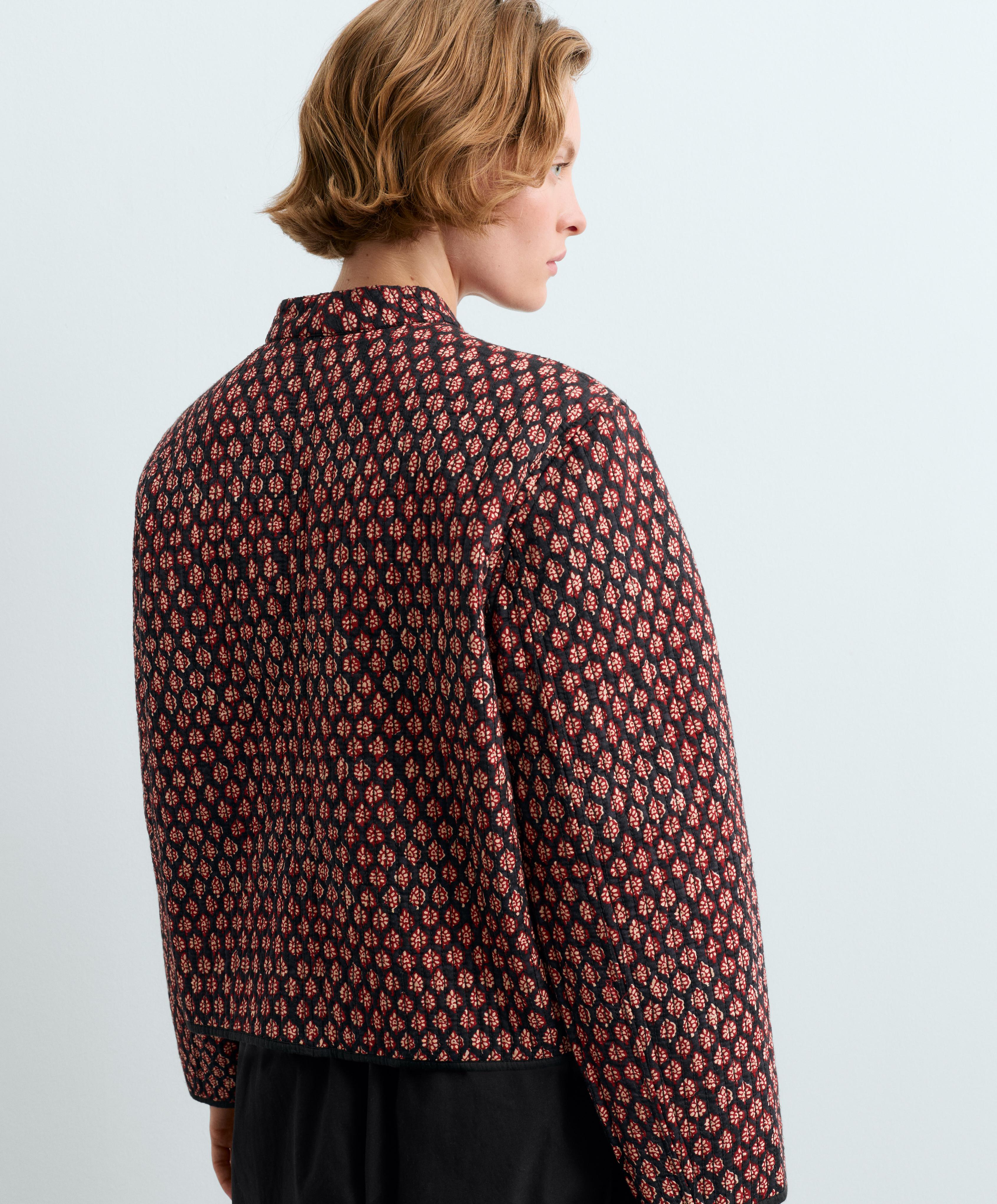 100% cotton quilted mandarin collar jacket — MAROON