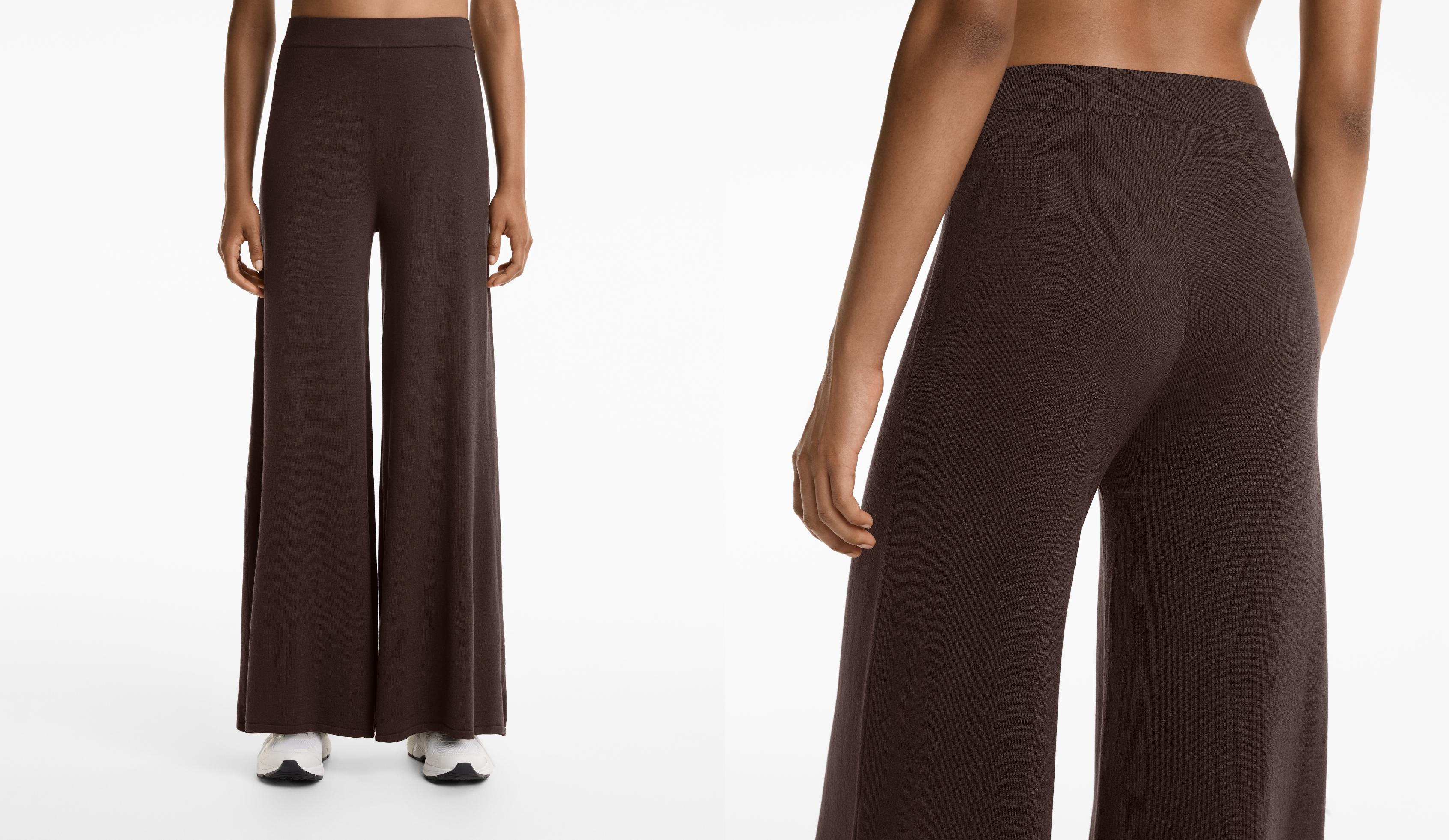 Wide straight-leg knit trousers