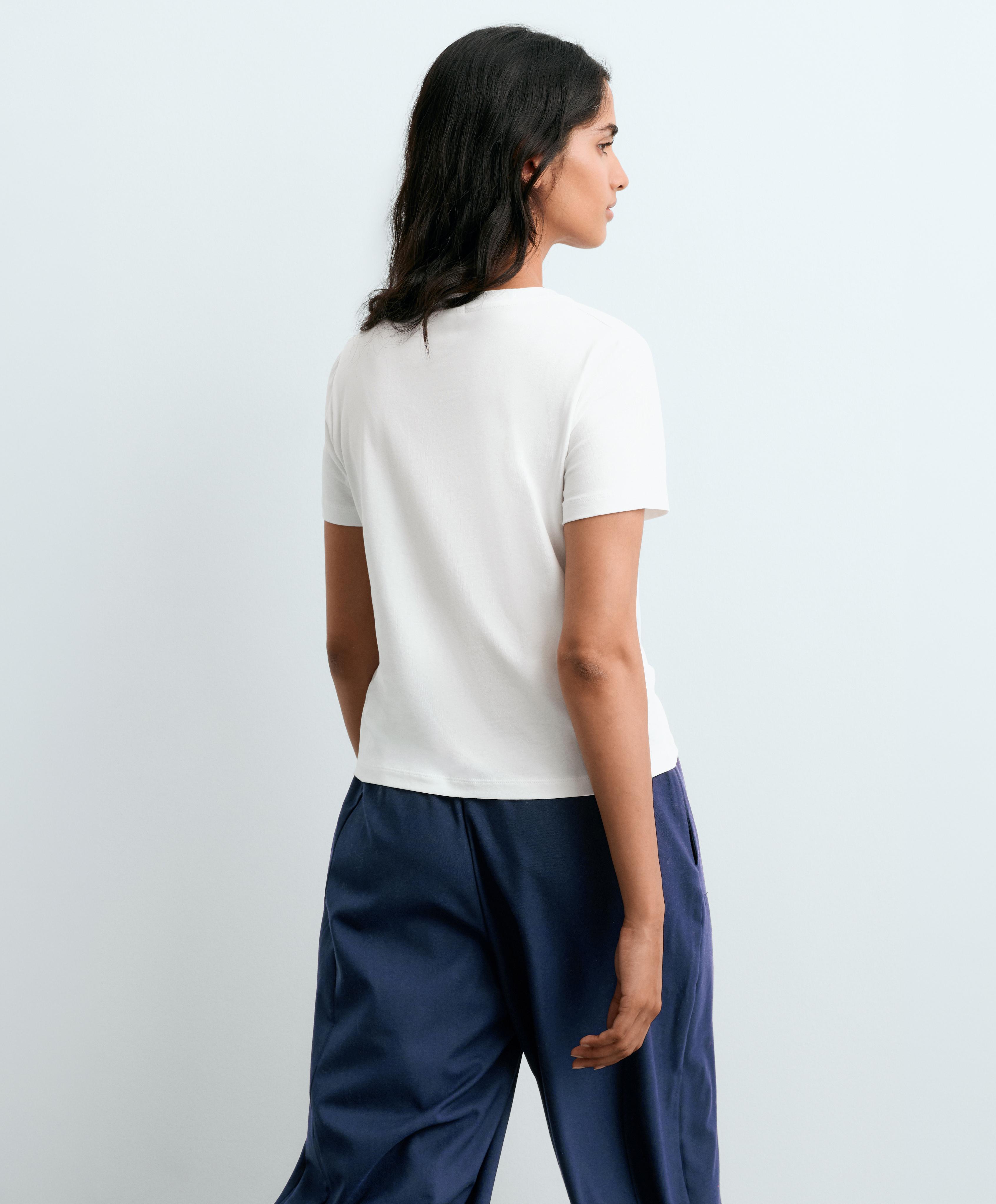 Regular-fit cotton blend slogan T-shirt — WHITE