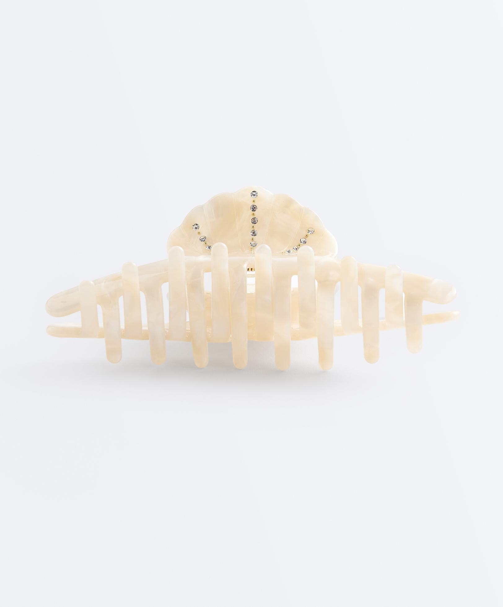 Large shell hair clip — OATMEAL
