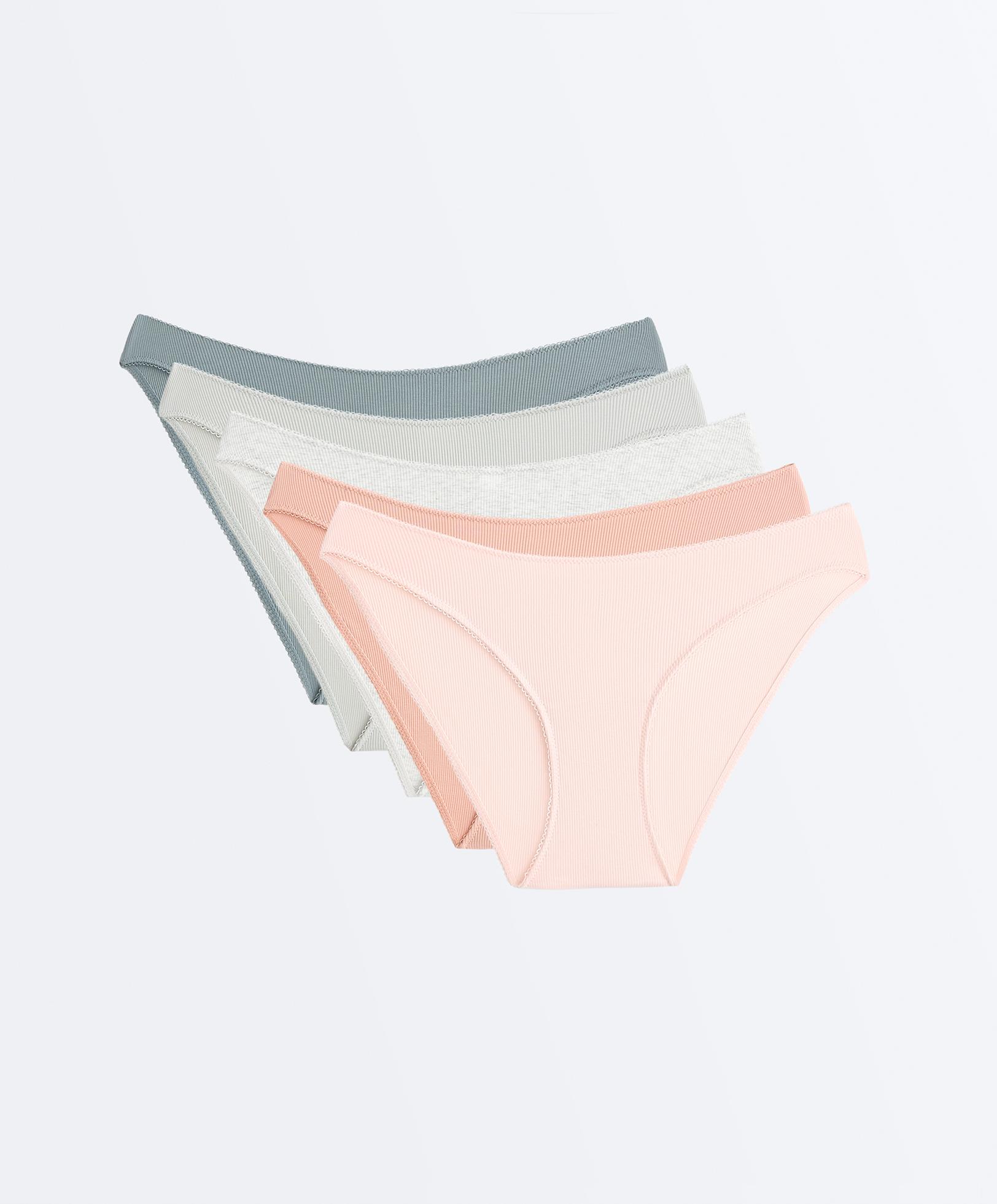 5 classic U-cut rib cotton briefs — PEACH