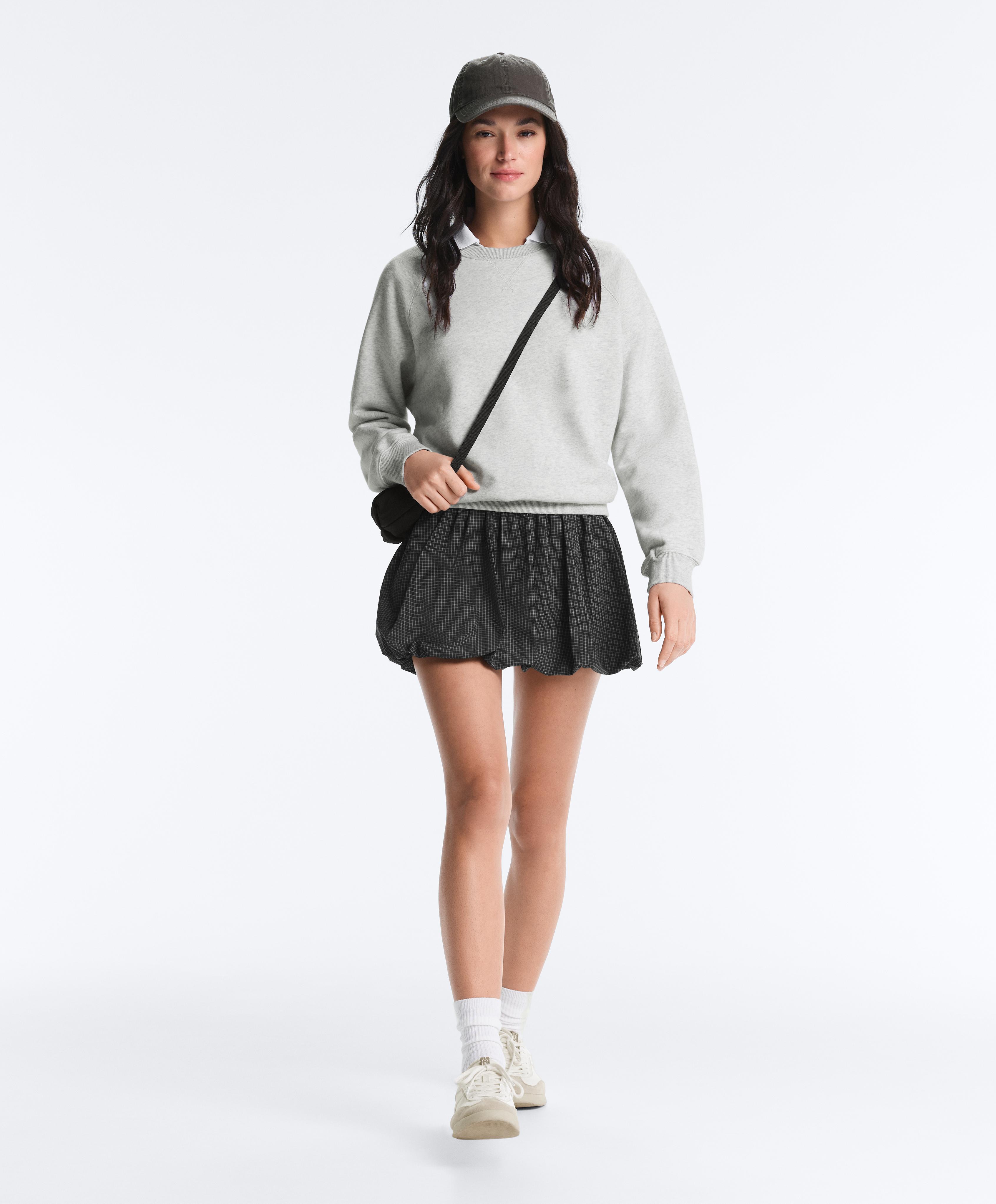 High rise Compressive check balloon mini skirt — BLACK