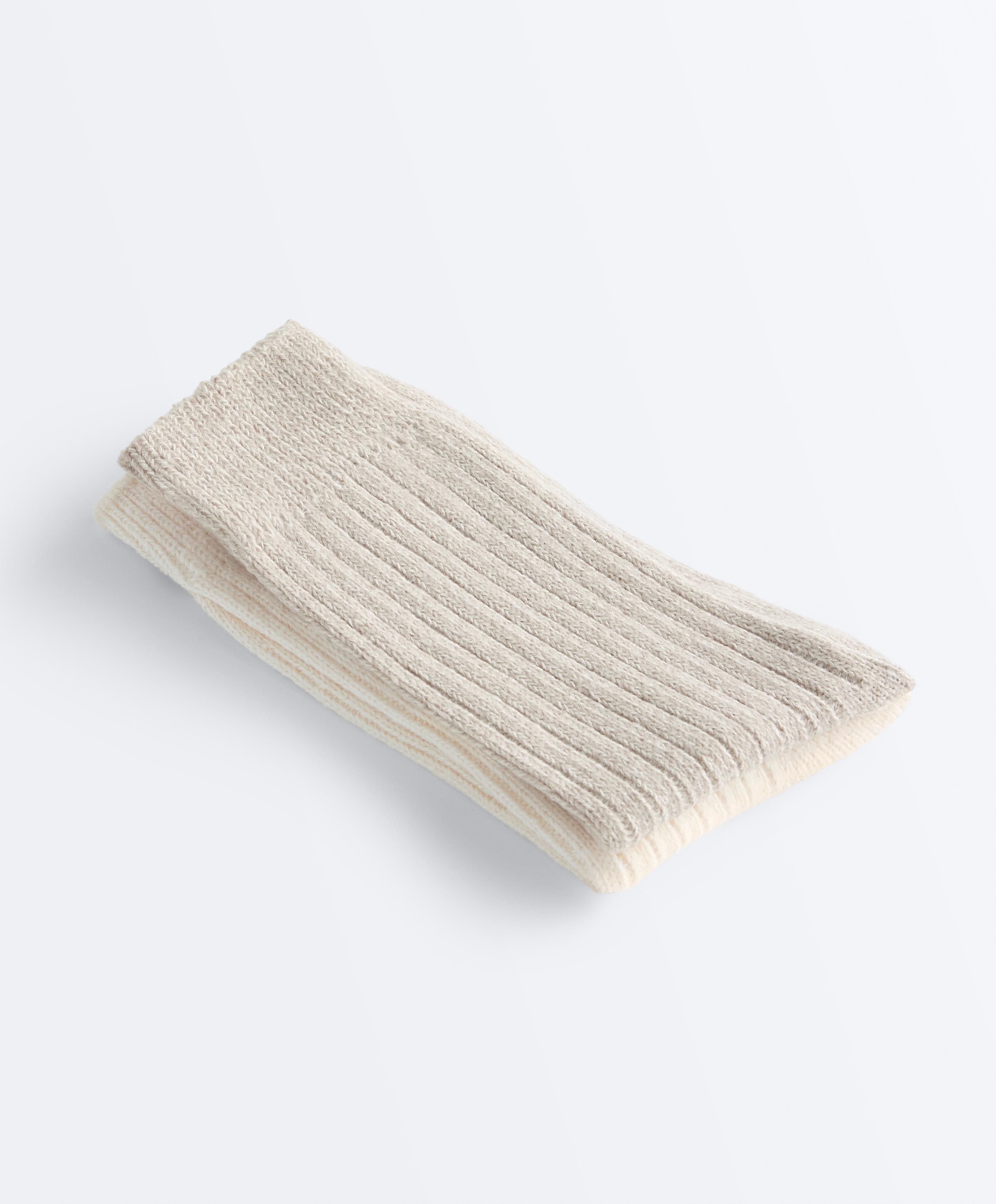 2 Pairs of Classic Ribbed Socks — ECRU