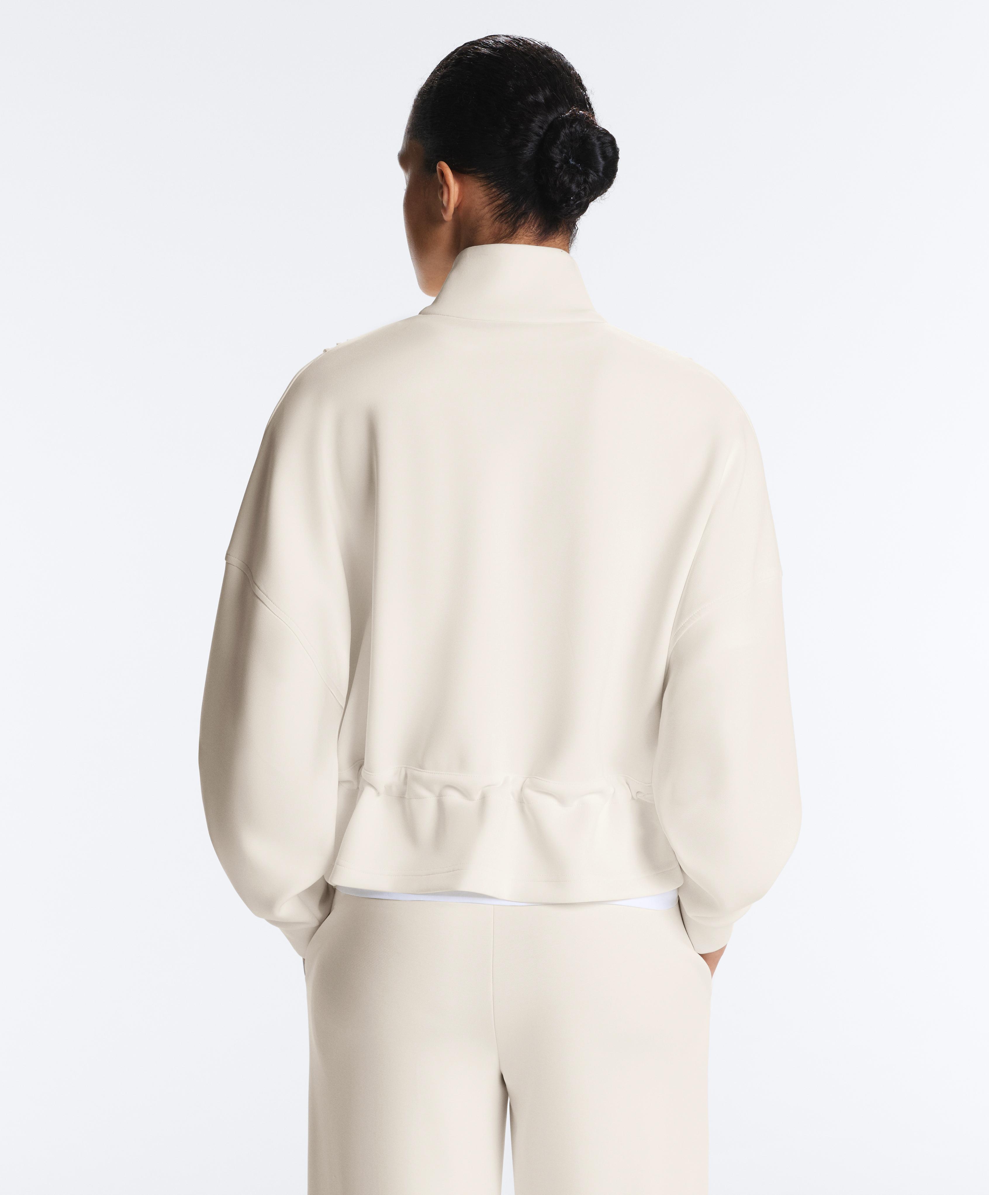 Soft-touch modal jacket with rib trim — PALE ECRU