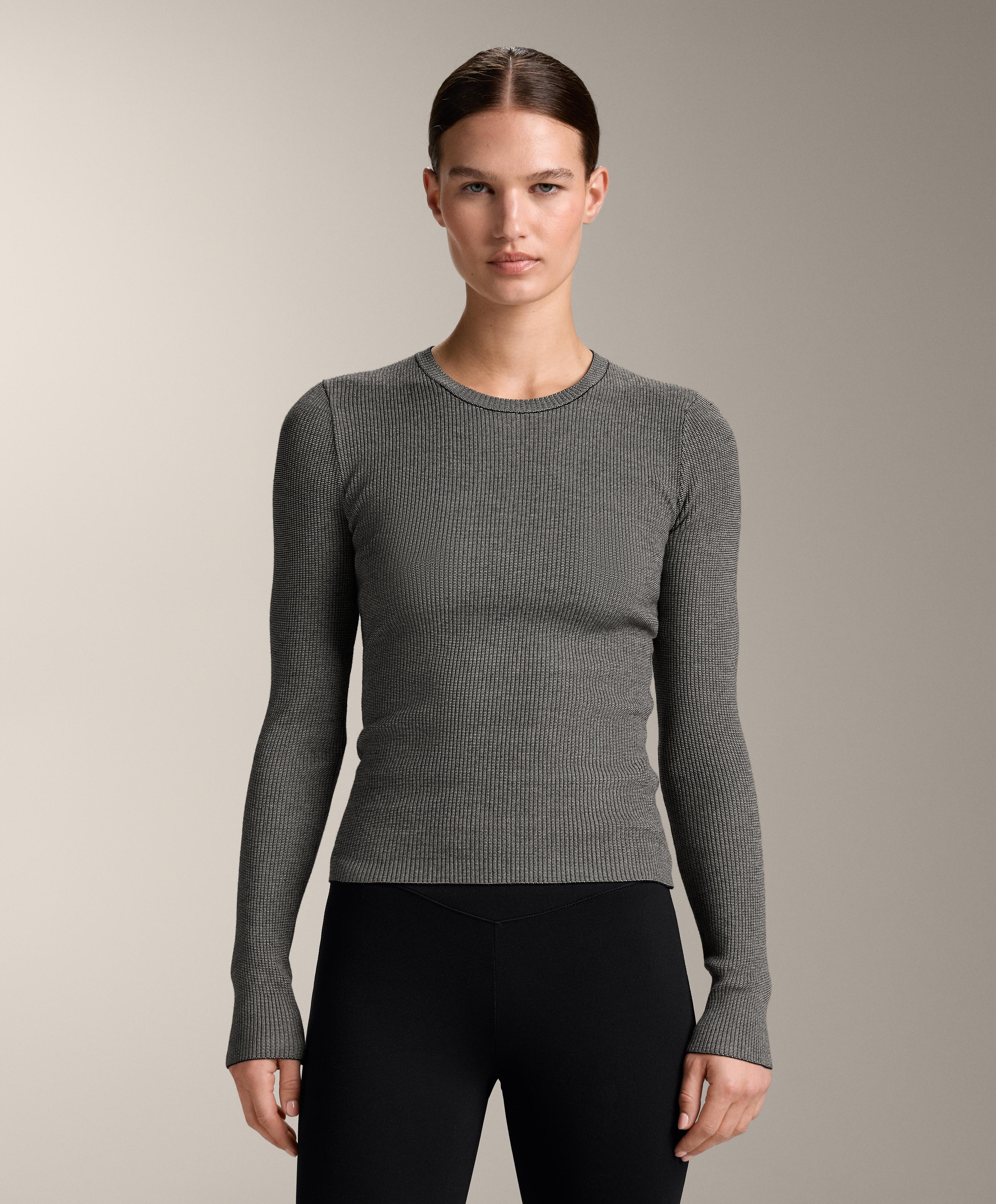Textured knit base layer T-shirt — BLACK