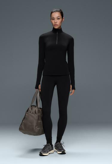 Thermal Base layer mid zip T-shirt — BLACK 1