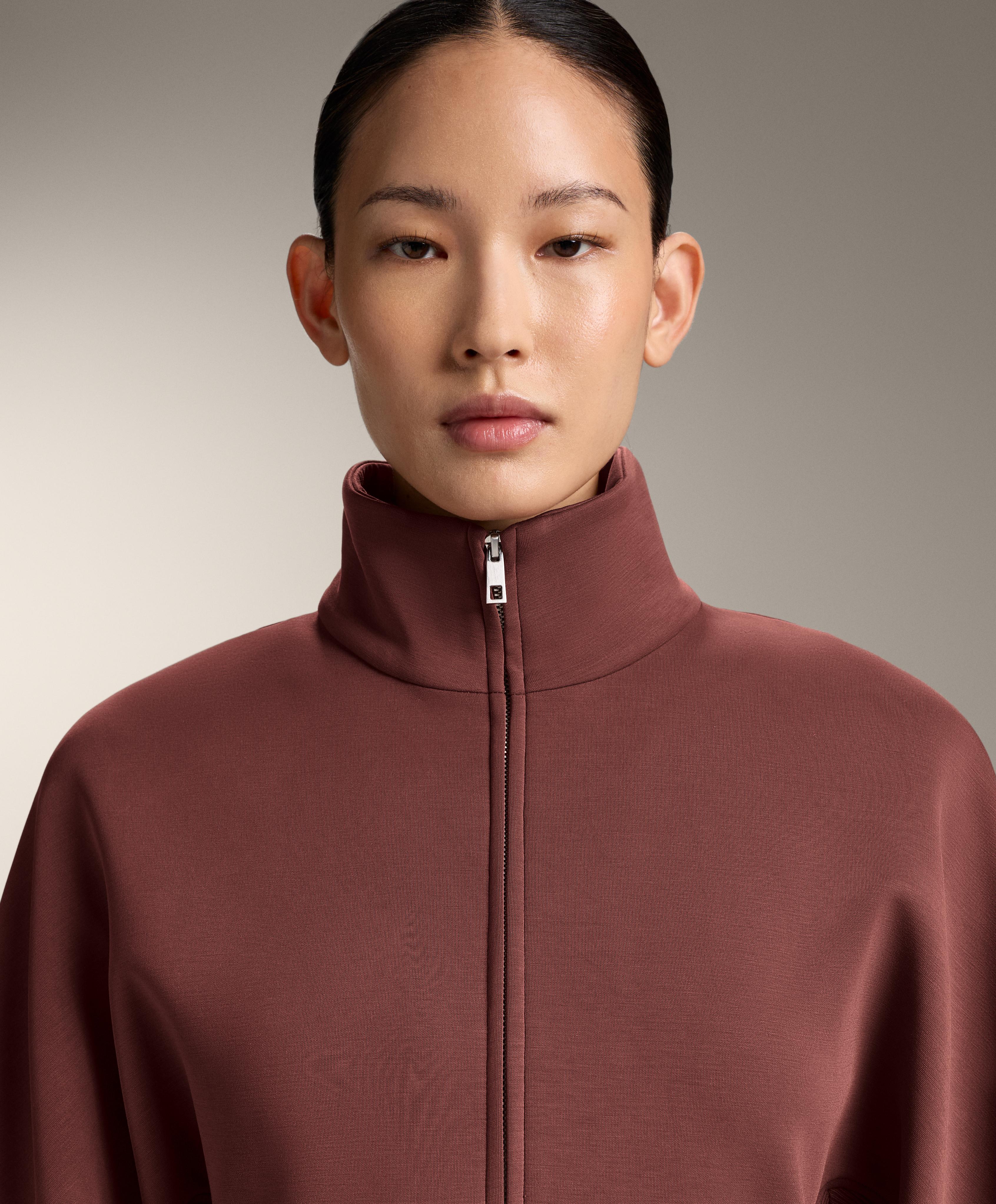 Fitted waist jacket with brushed modal — MAHOGANY