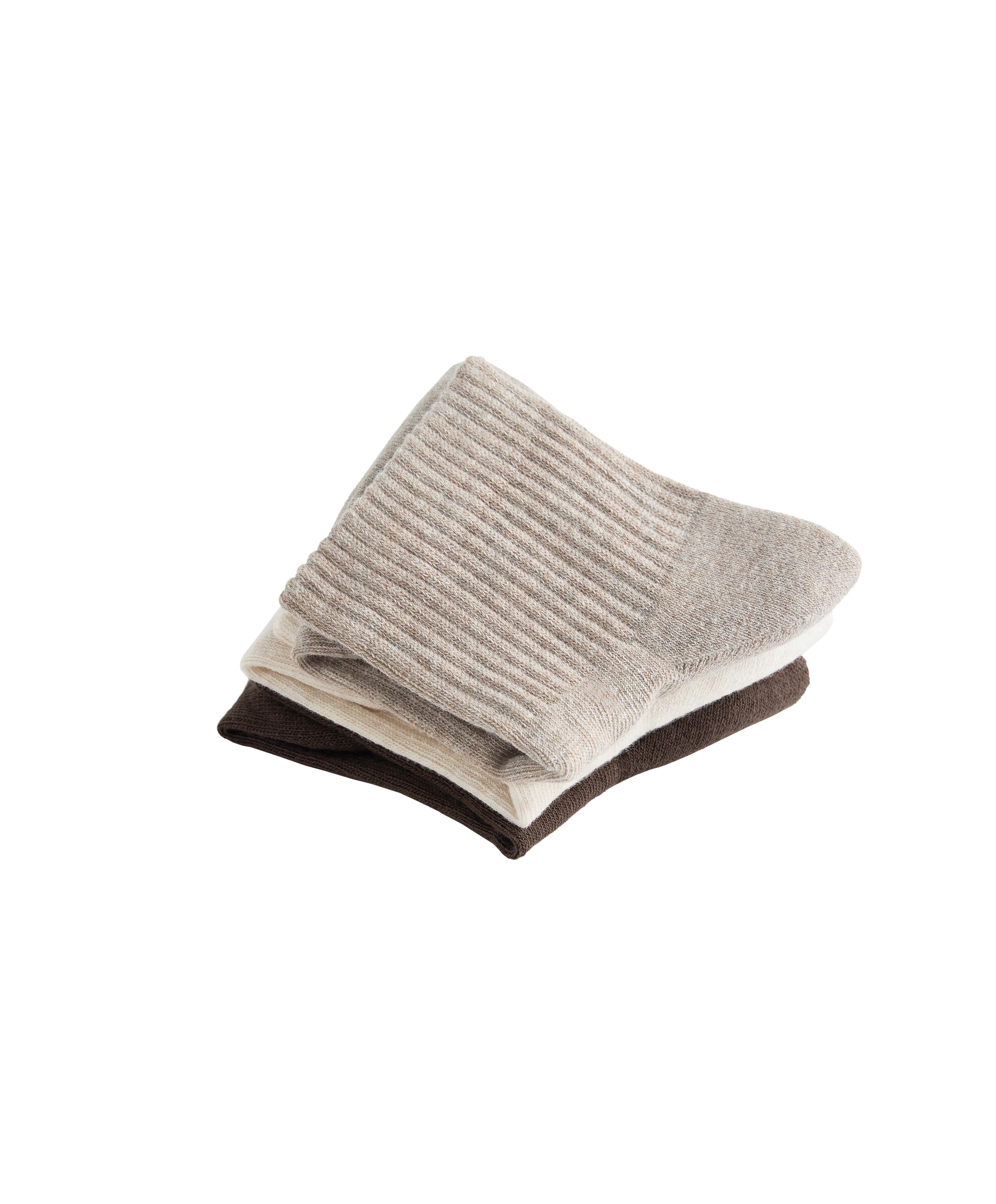 3 pairs of quarter socks with cotton — TAN MELANGE