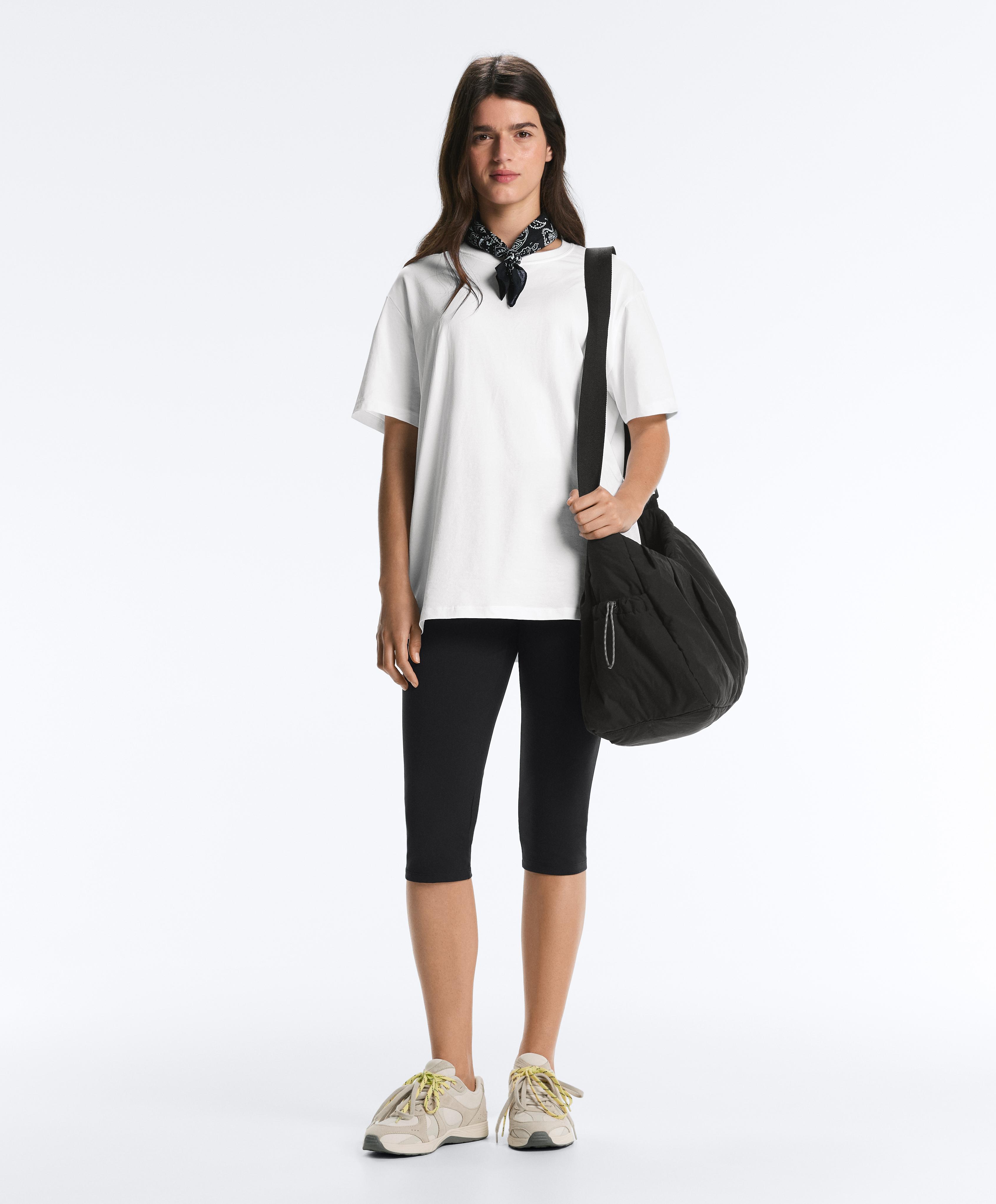 Oversize cotton-blend short-sleeved T-shirt