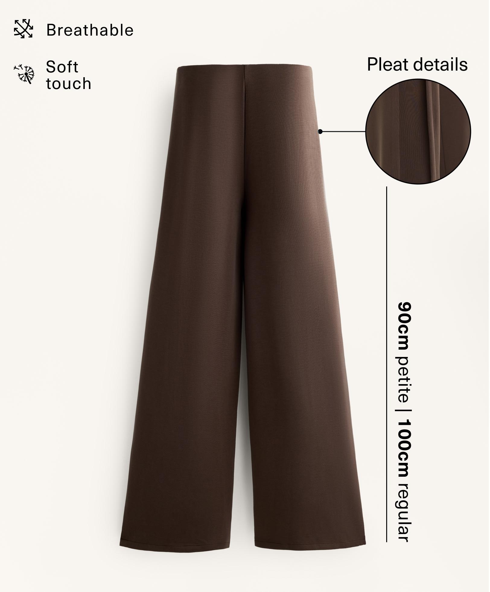 Soft touch wide-leg trousers with modal and side pleat