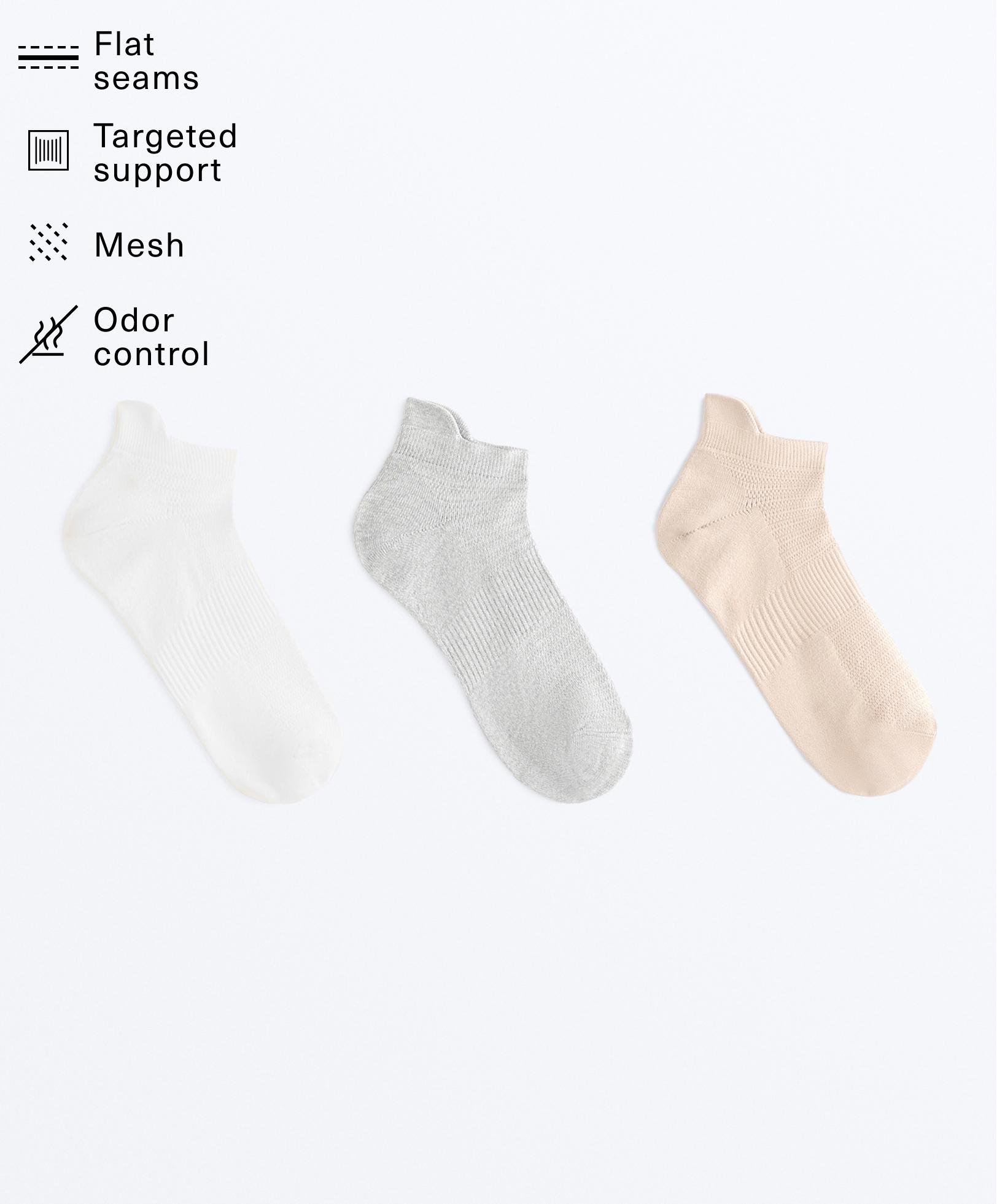 3 pack of polyamide blend sneaker socks with heel tab — GREY