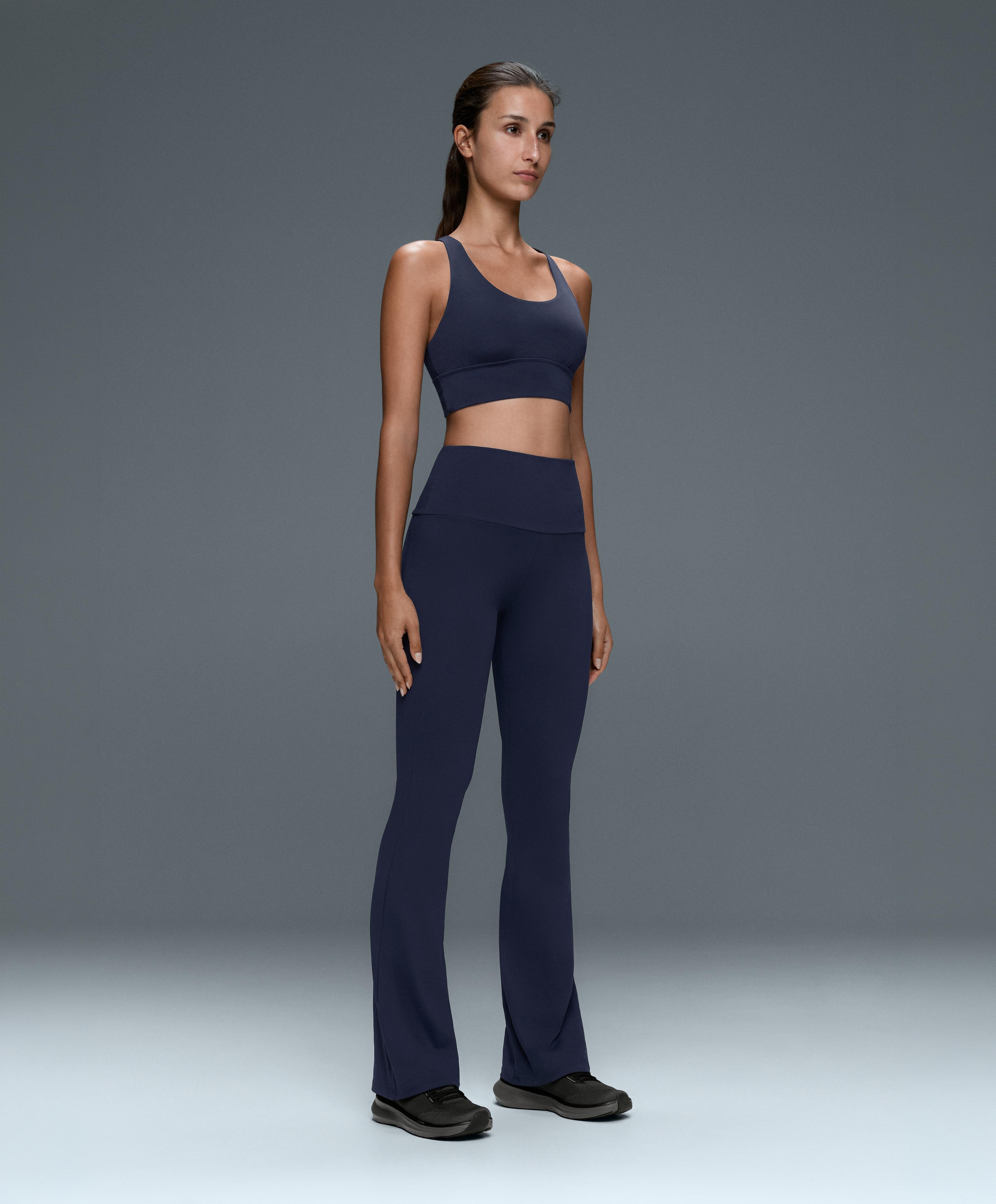 High-rise Comfortlux flare trousers — NAVY BLUE