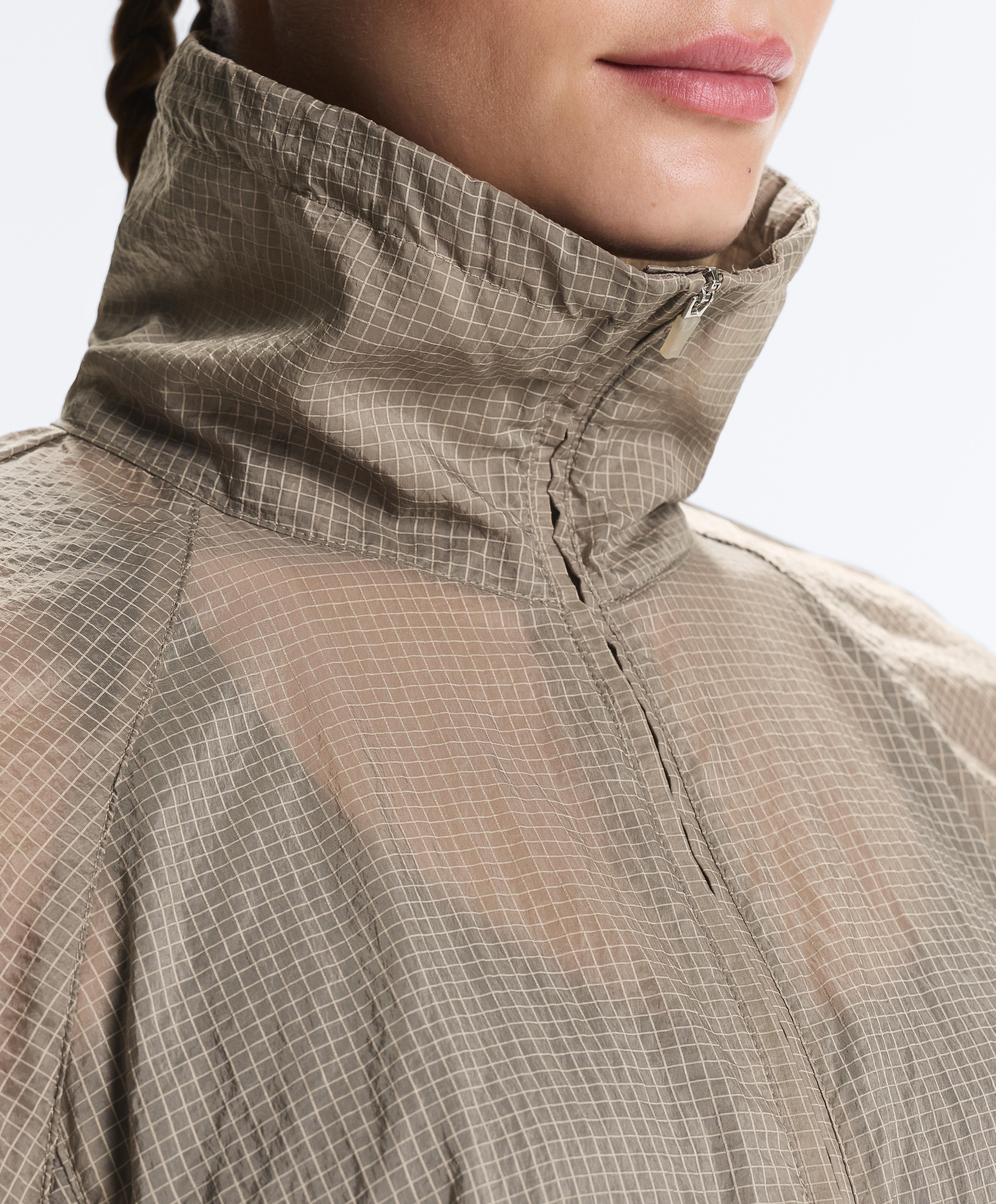 Check track jacket — MINK GREY