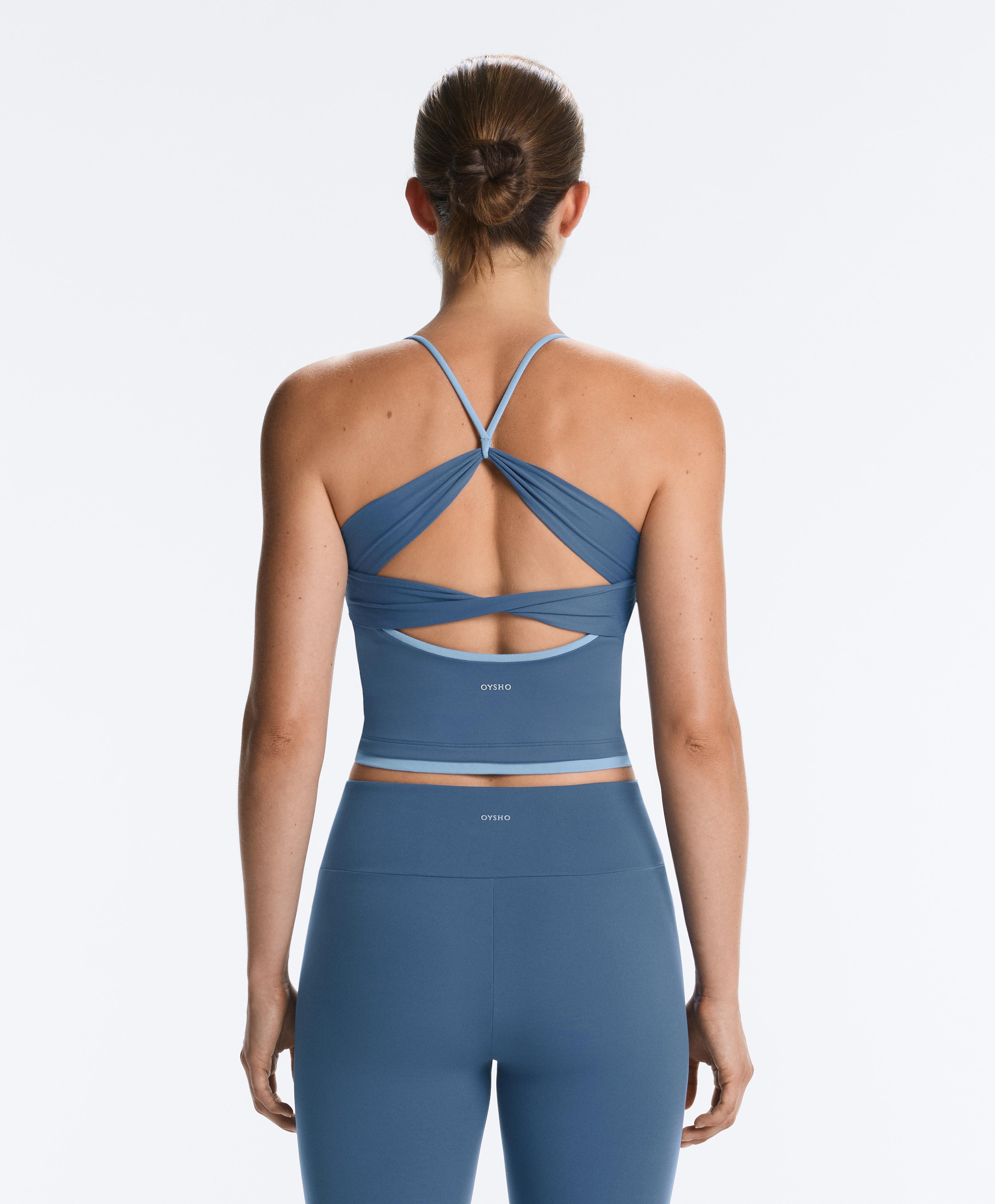 Comfortlux cross-strap tank top — MID GREY-BLUE