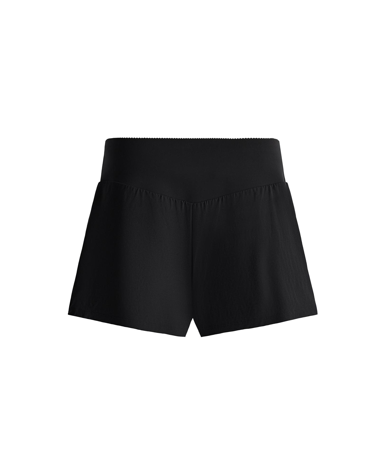2-in-1 Compressive shorts with pocket — BLACK