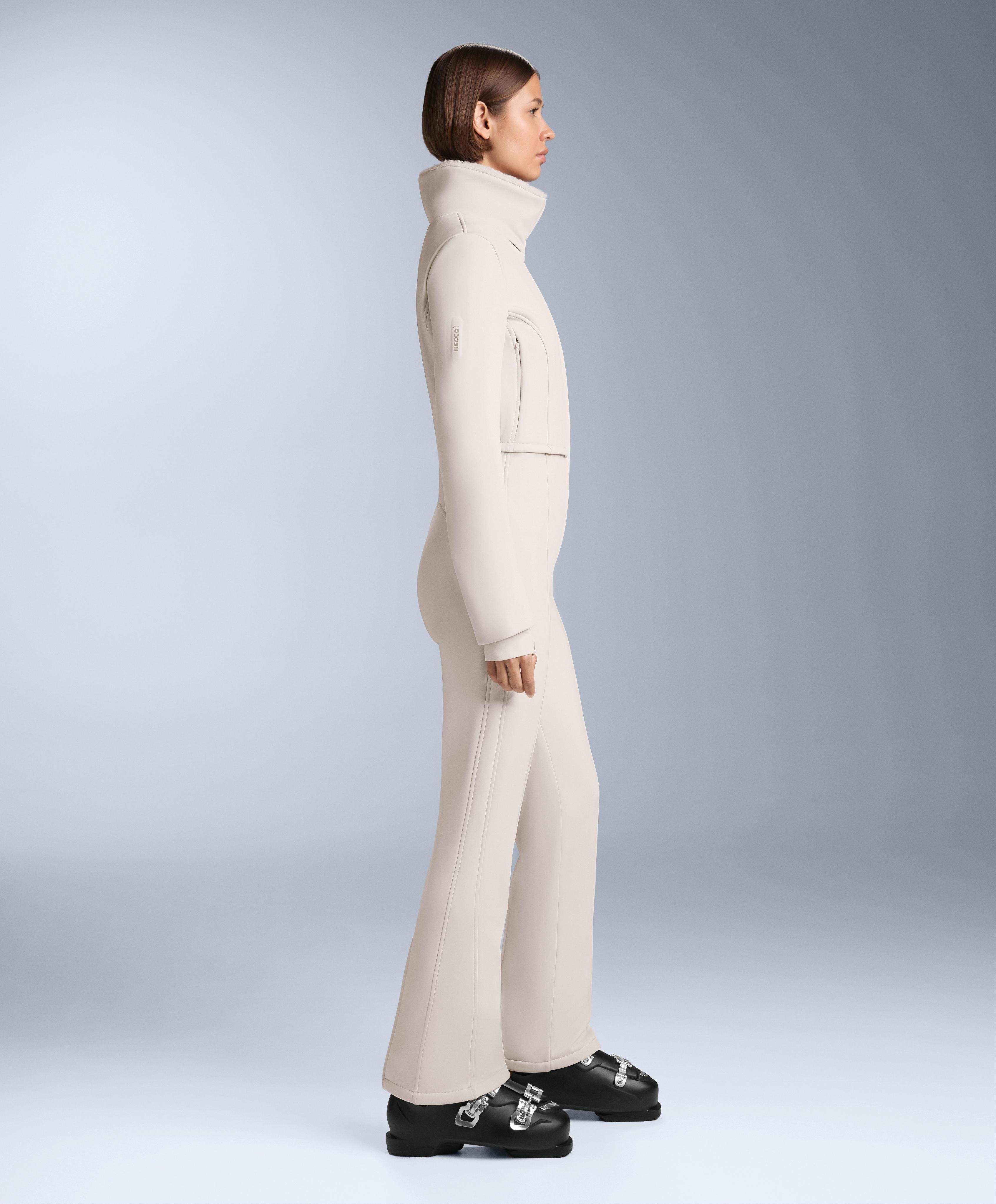 Water-resistant 2-in-1 removable flare stretch SKI jumpsuit — PALE MINK