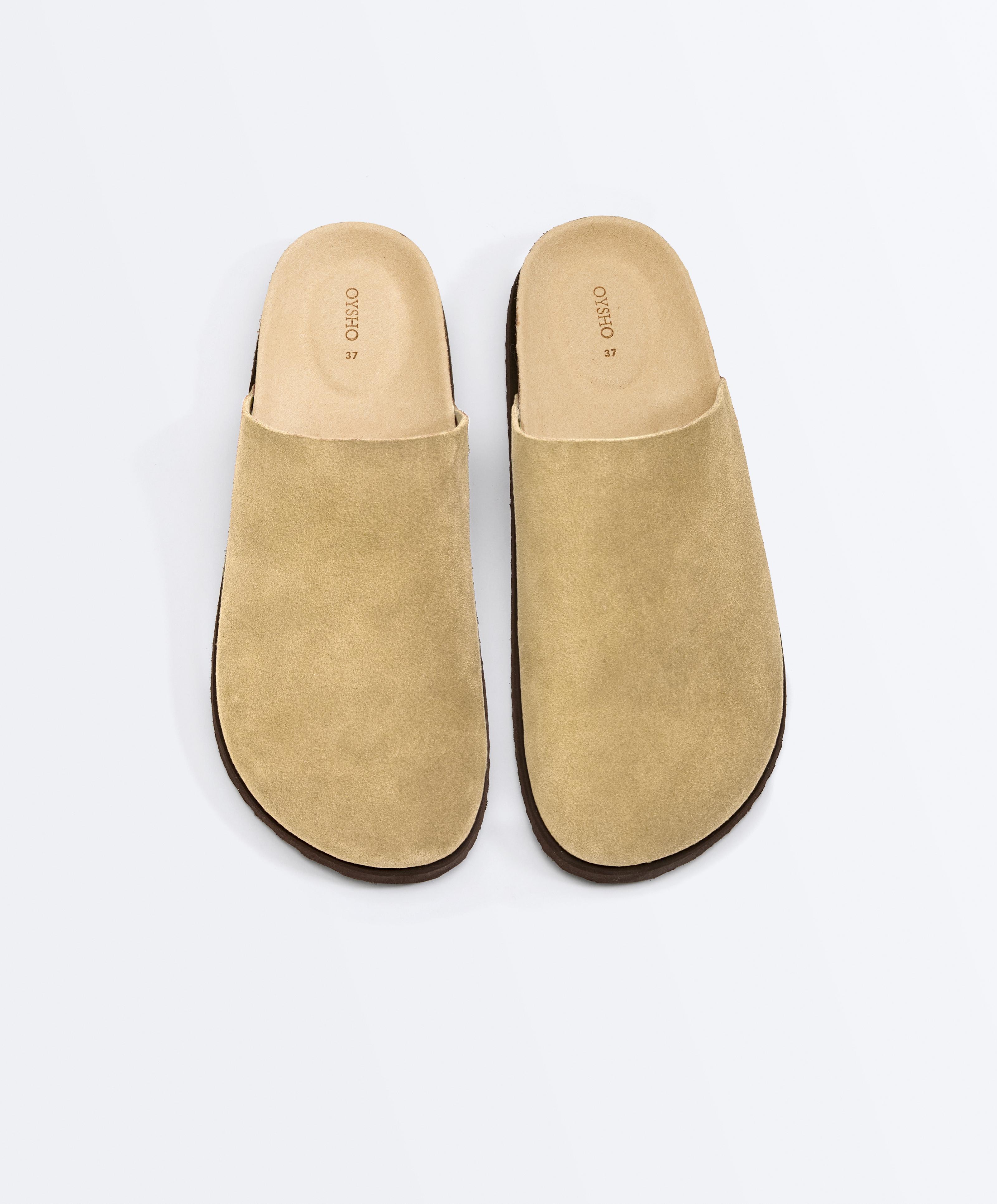 Split leather mules — SAND