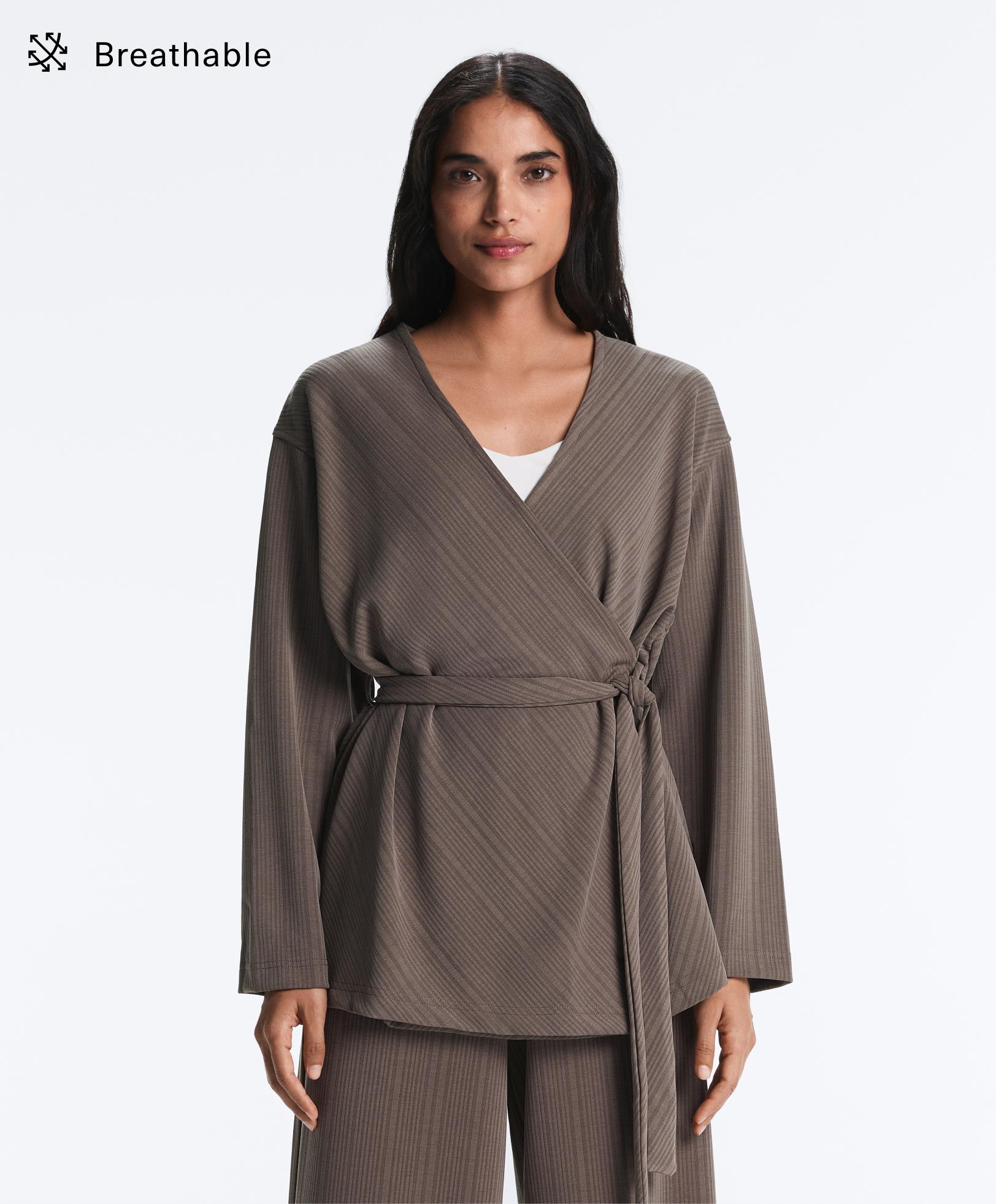 Long asymmetric stripe jacket with modal