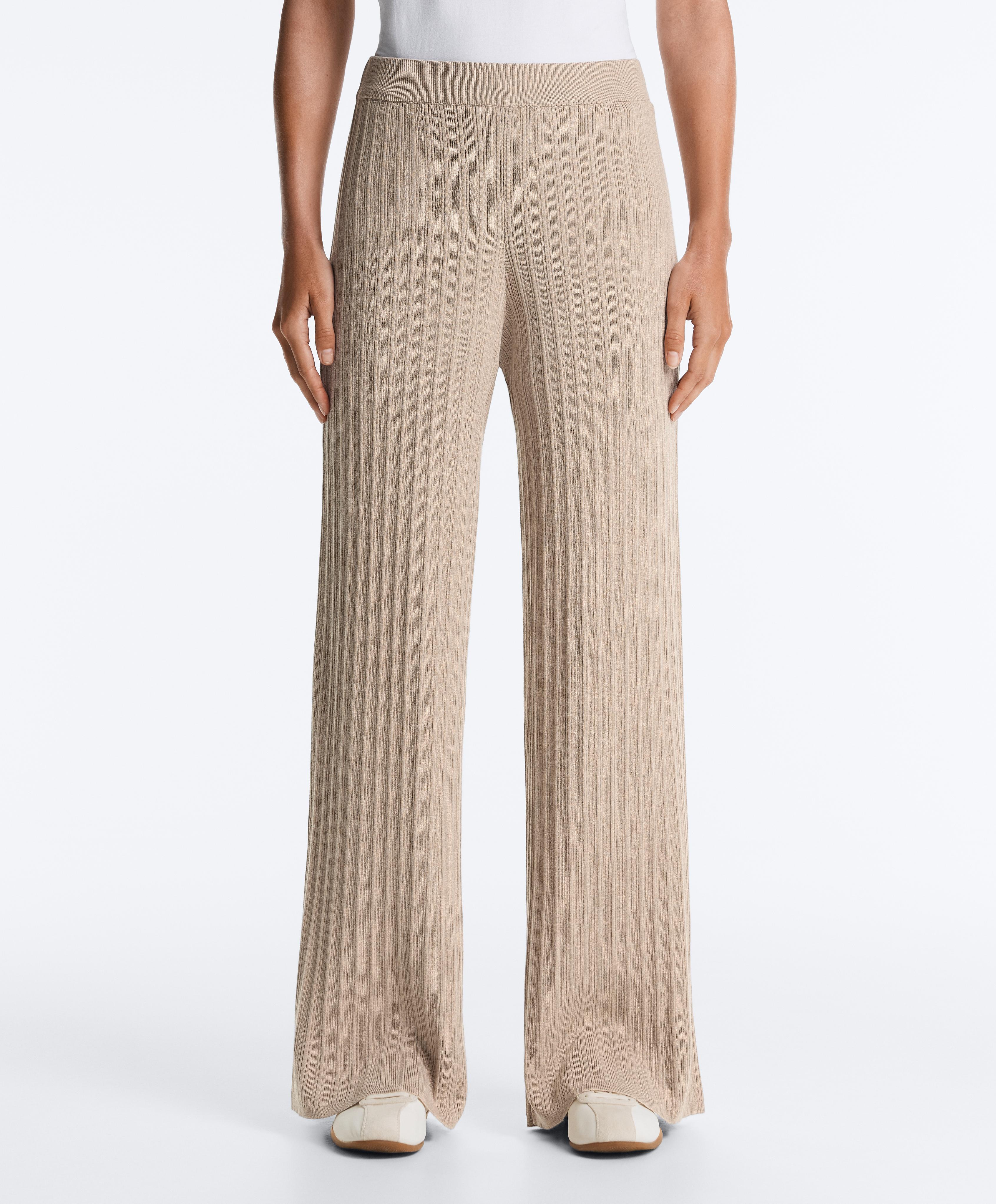 Rib-knit straight-leg trousers — SANDY          