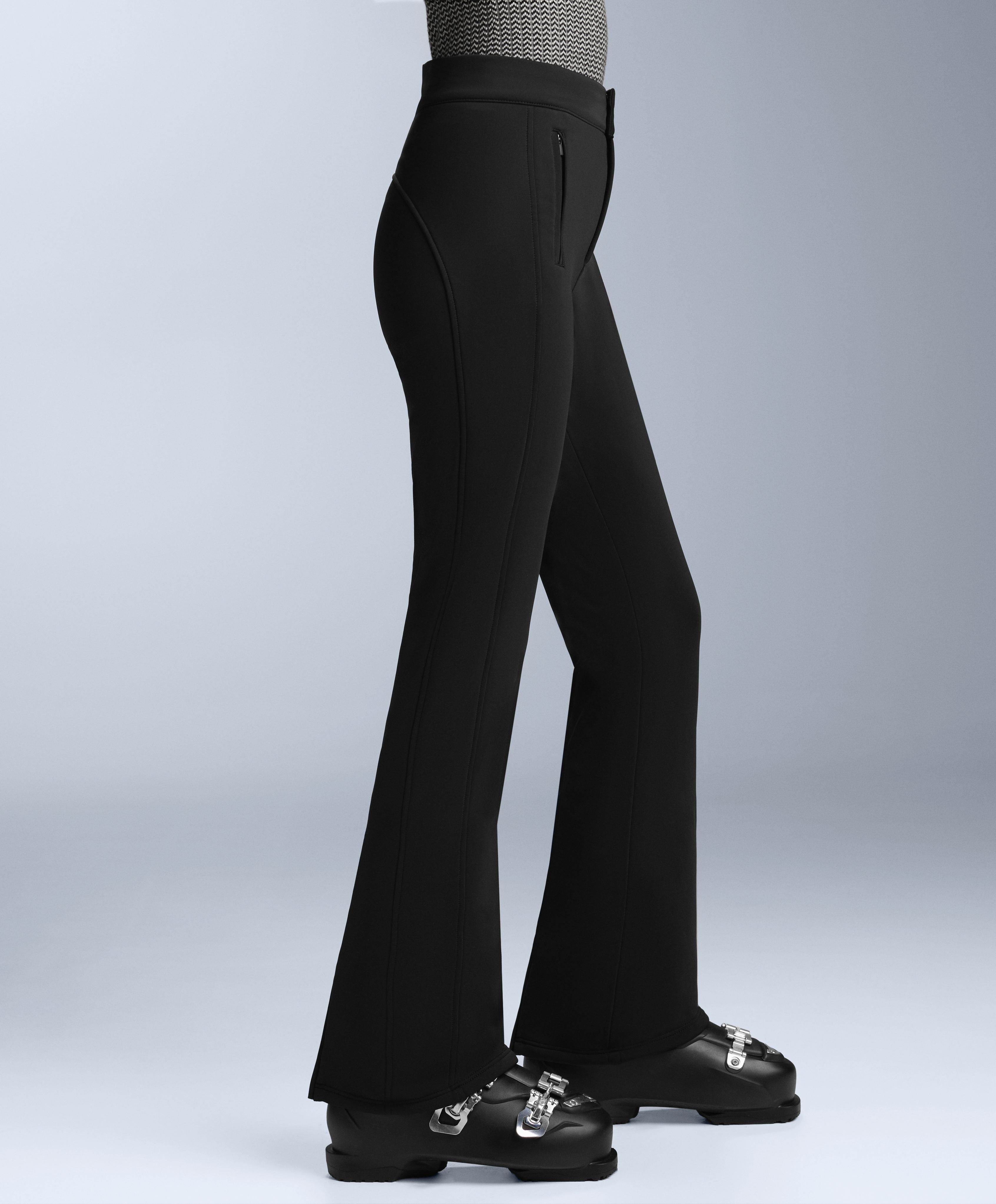 Water-resistant full length flare stretch SKI trousers — BLACK