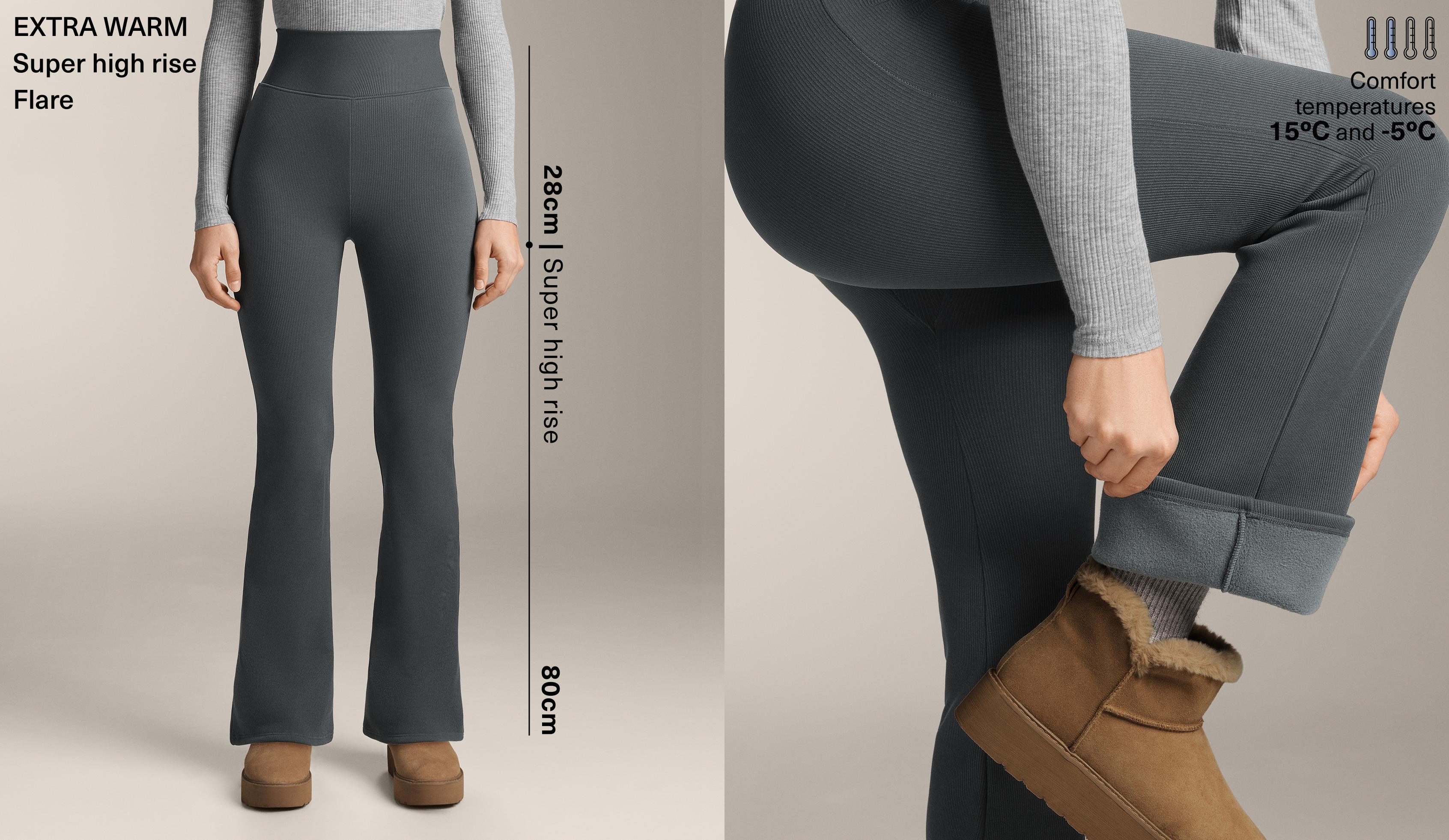 Super high rise seamless extra warm rib 70cm flare trousers