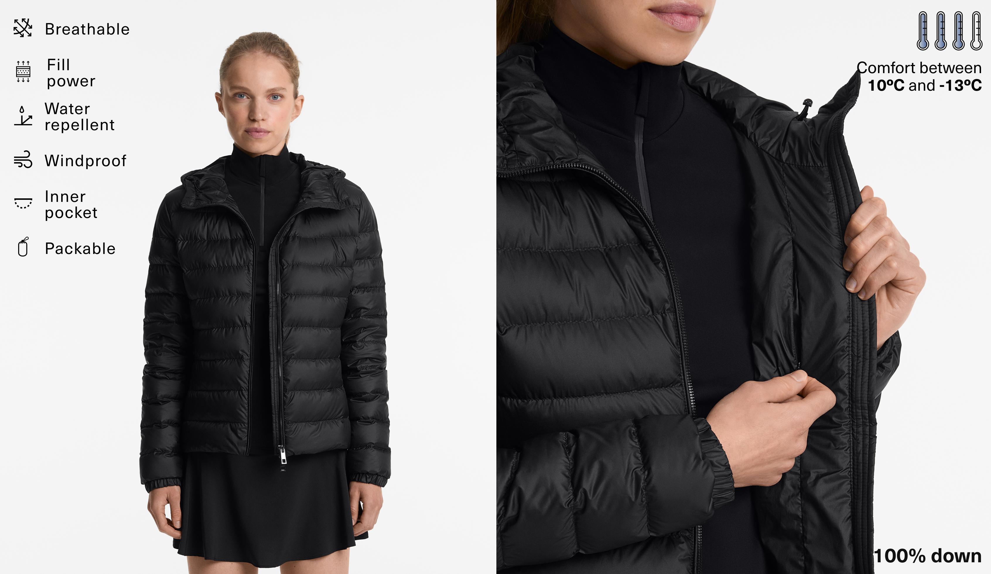Lightweight packable 100% down water-repellent jacket