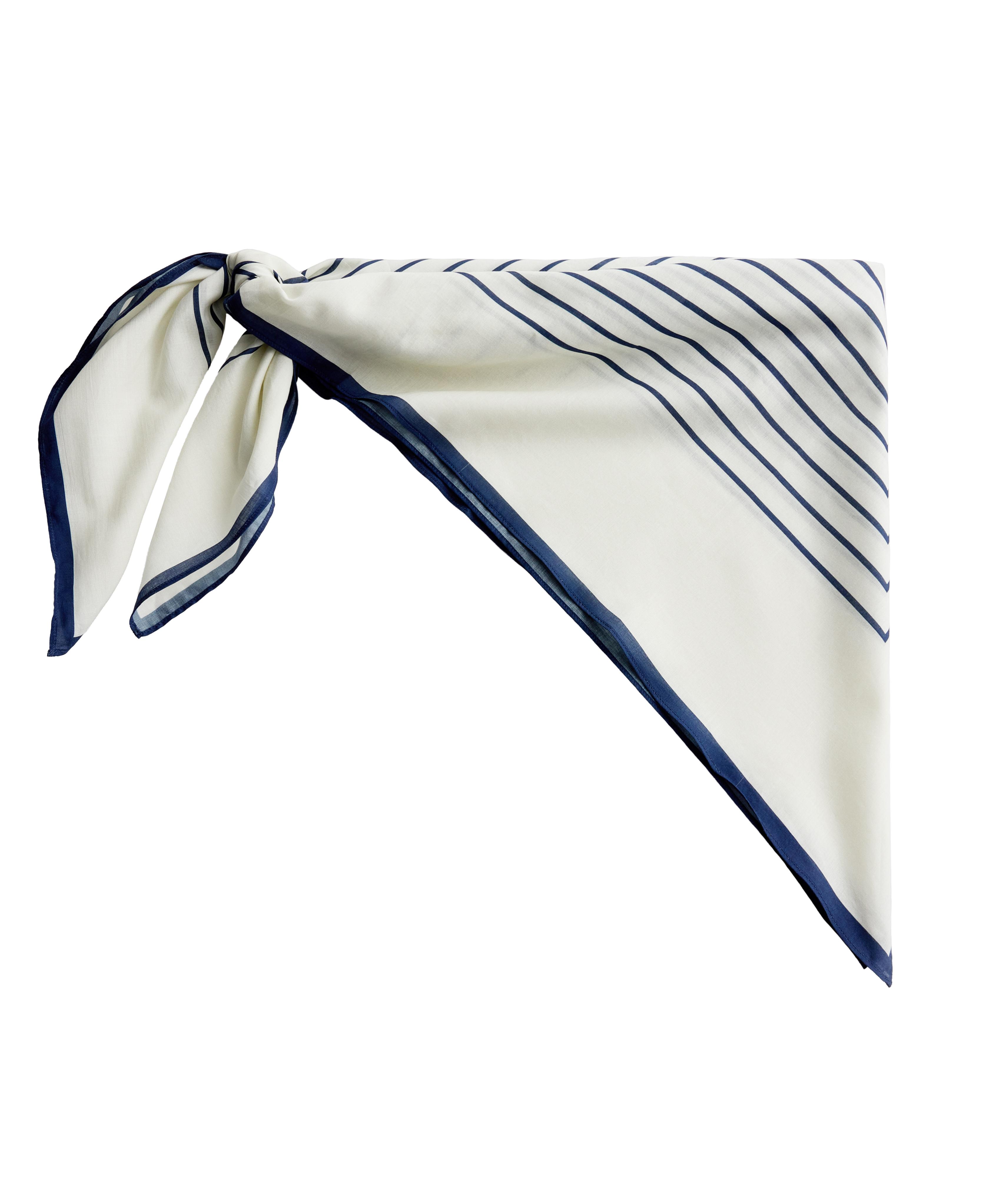 100% cotton stripe scarf — NAVY BLUE
