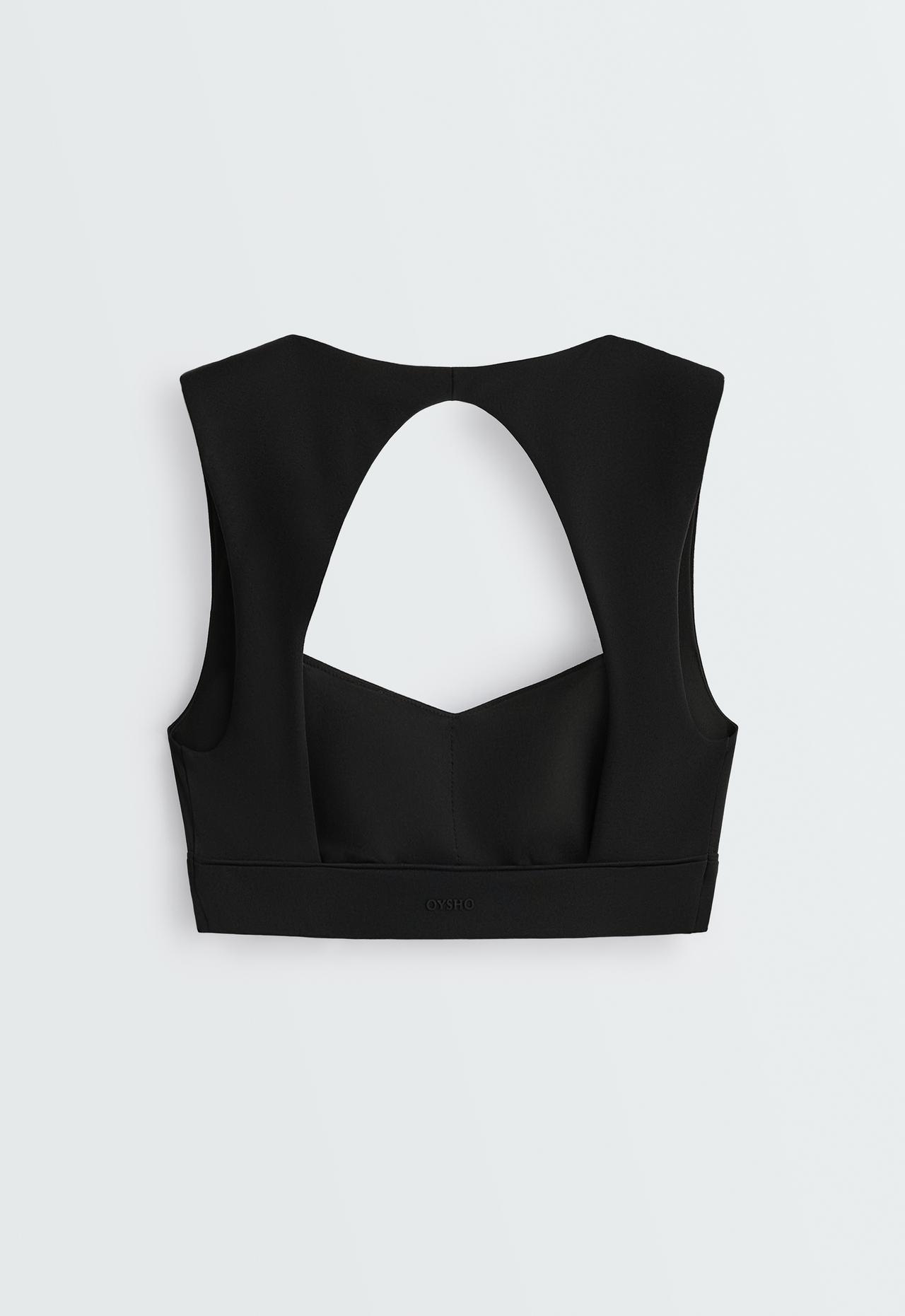 Medium-support open-back Evermove sports bra — BLACK