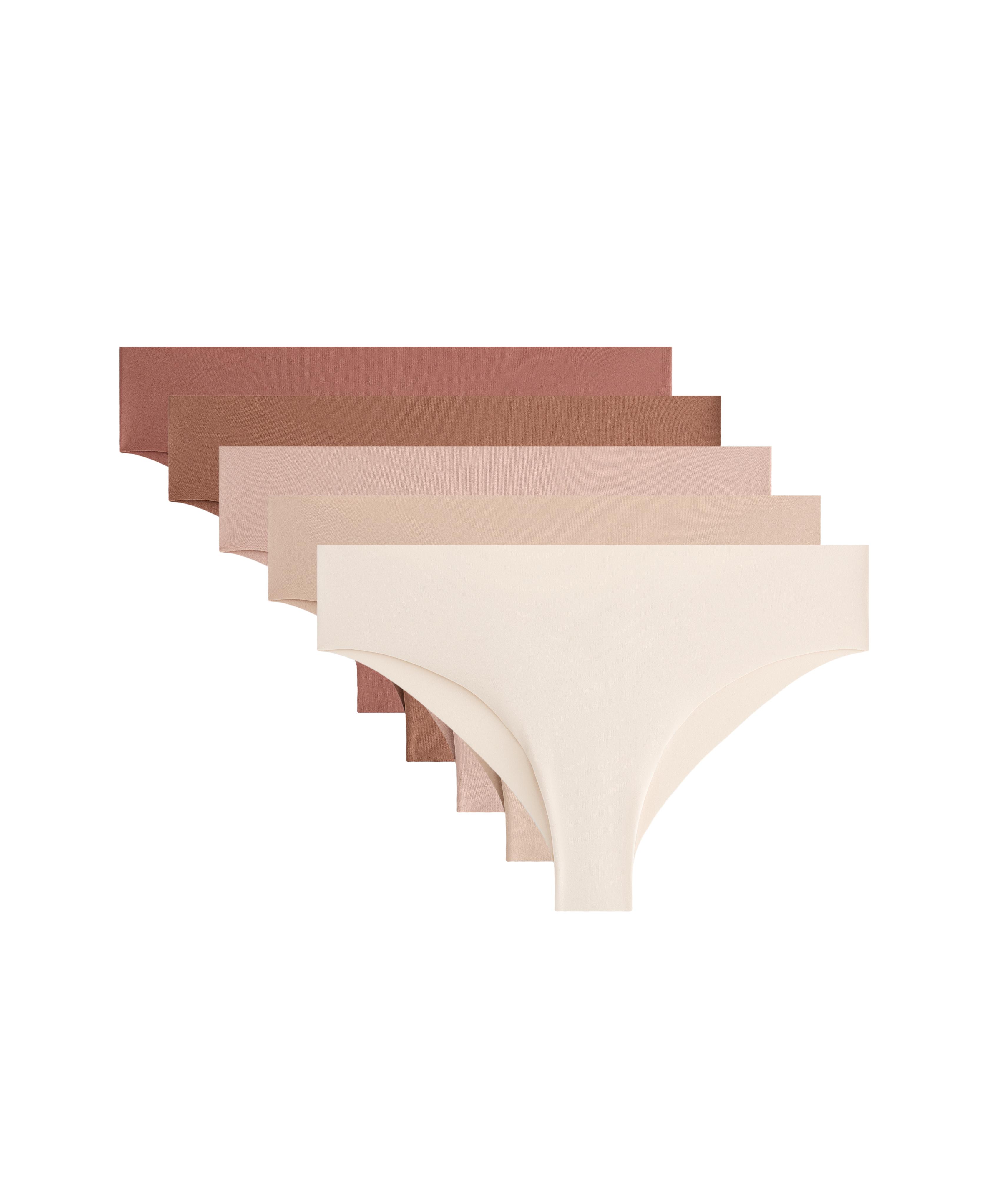 5 PANTONE™ polyamide blend invisible Brazilian briefs — BEIGE