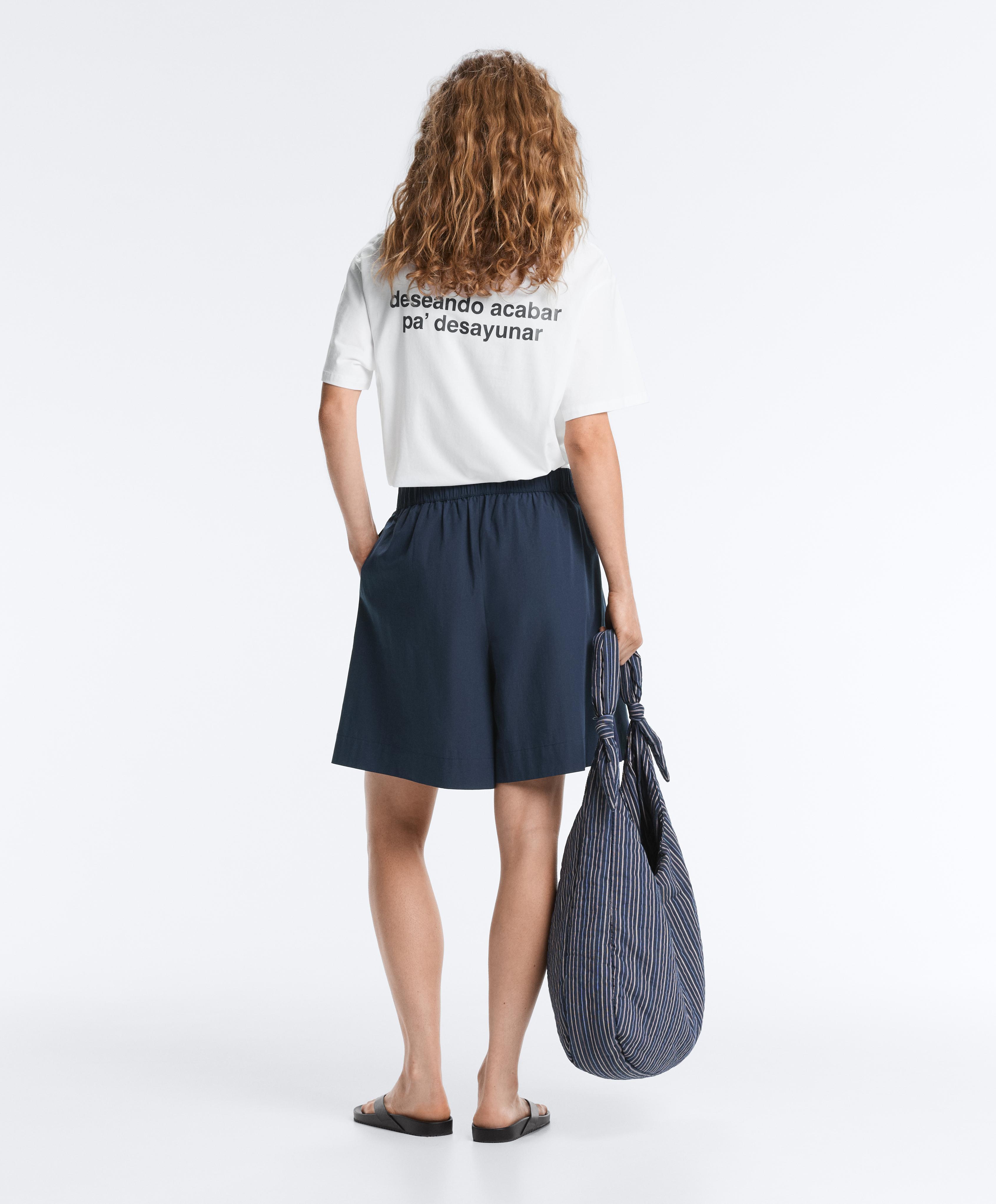 100% cotton Bermuda shorts — NAVY BLUE