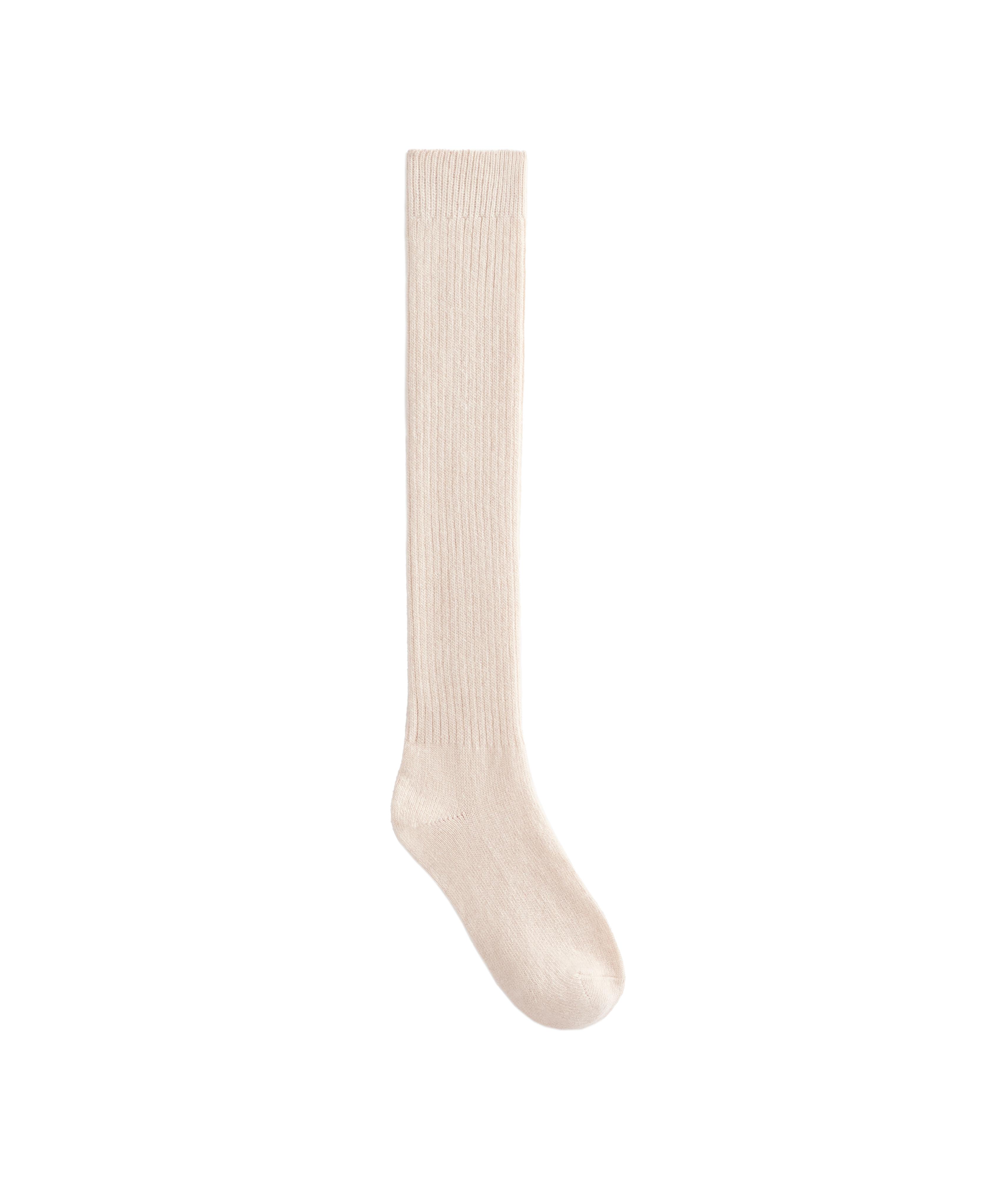 18% cashmere 13% wool long socks — STONE               