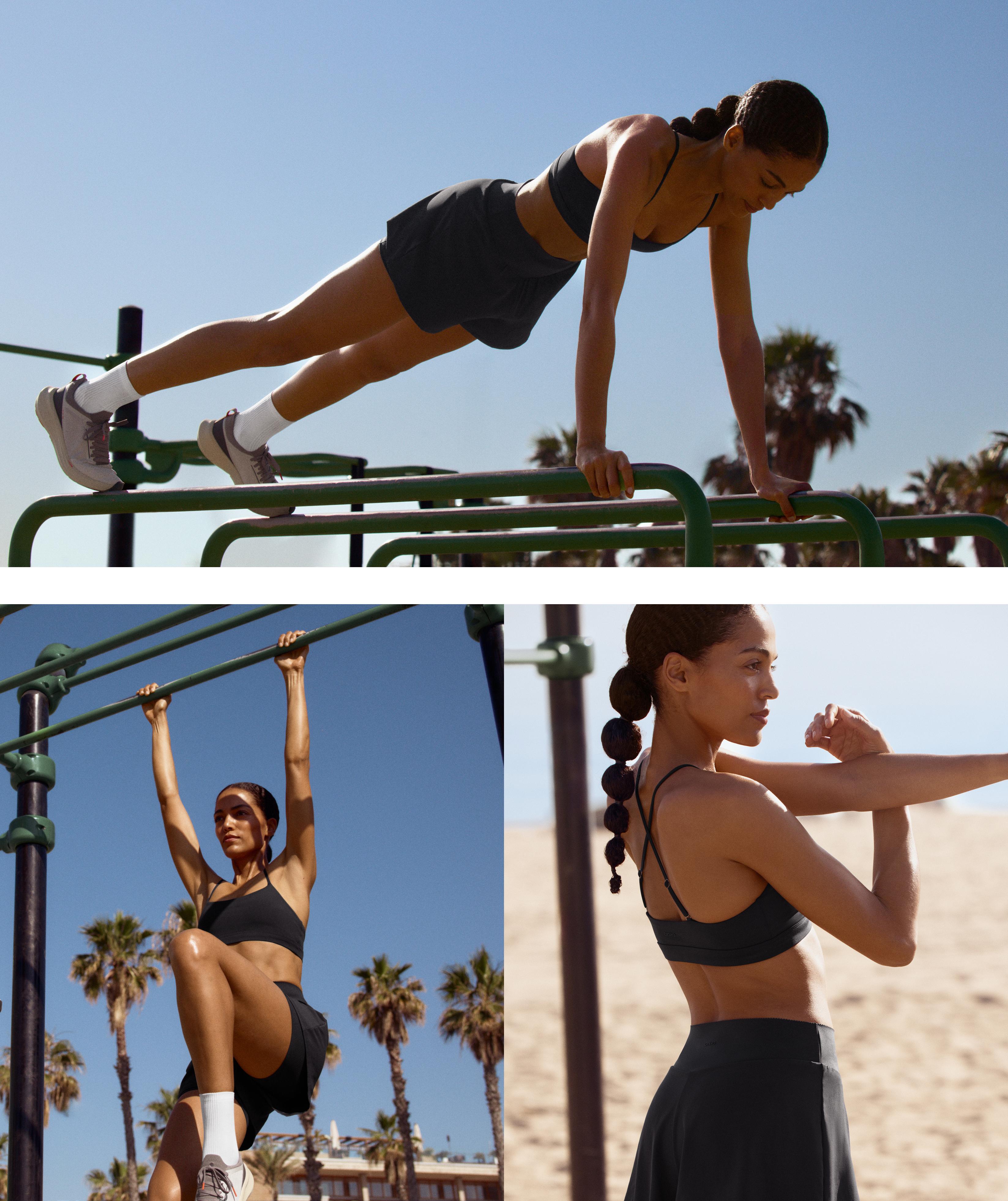 Low-support Comfortlux sports bra with straps — BLACK
