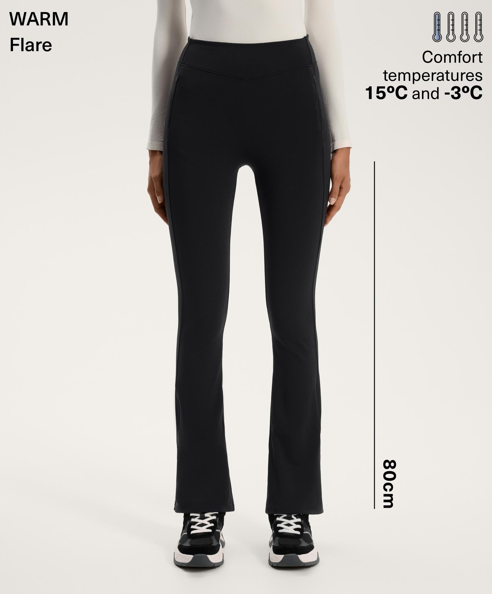 High rise warm flare trousers with pockets