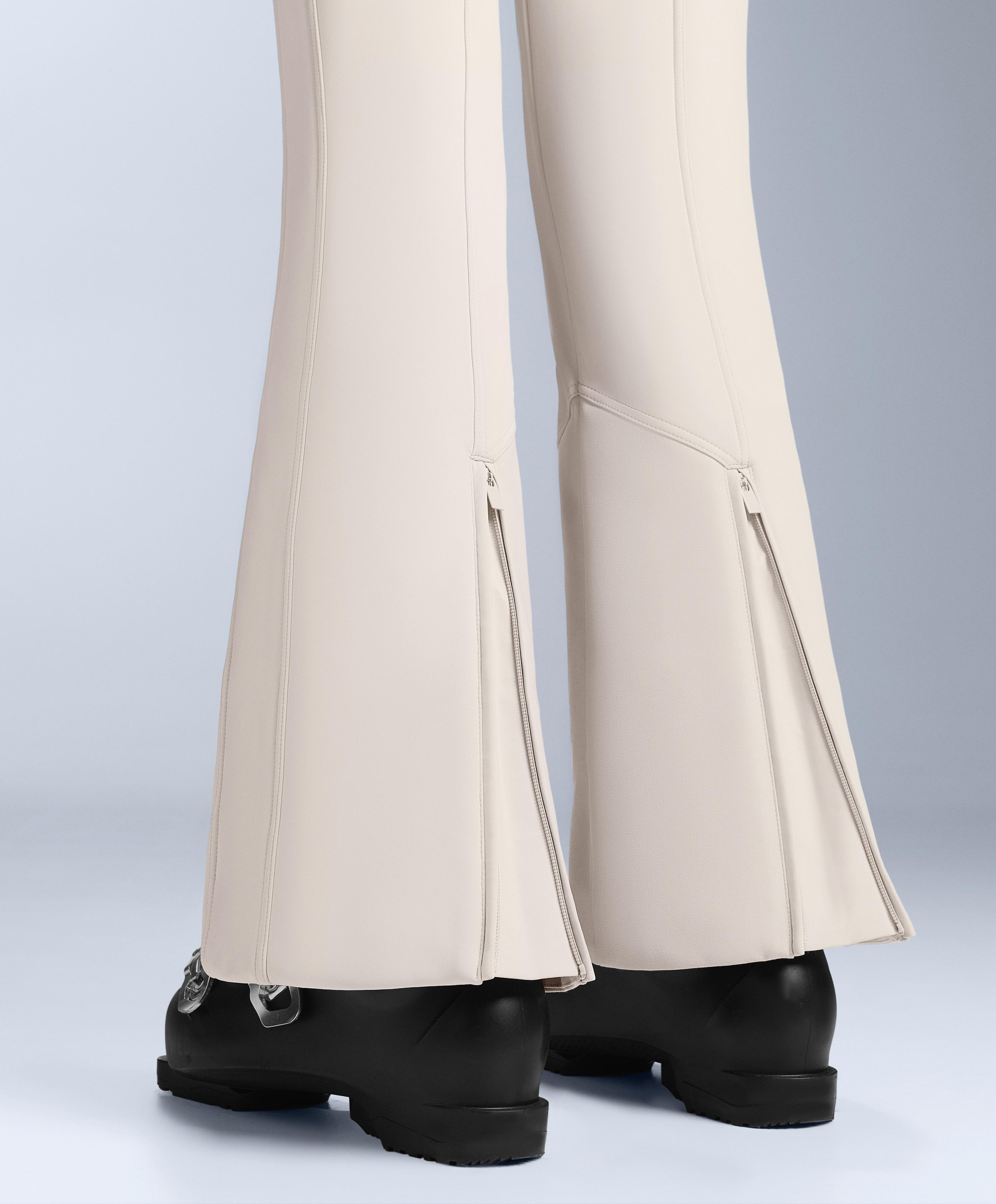 Water-resistant high-rise flare stretch SKI trousers — PALE MINK