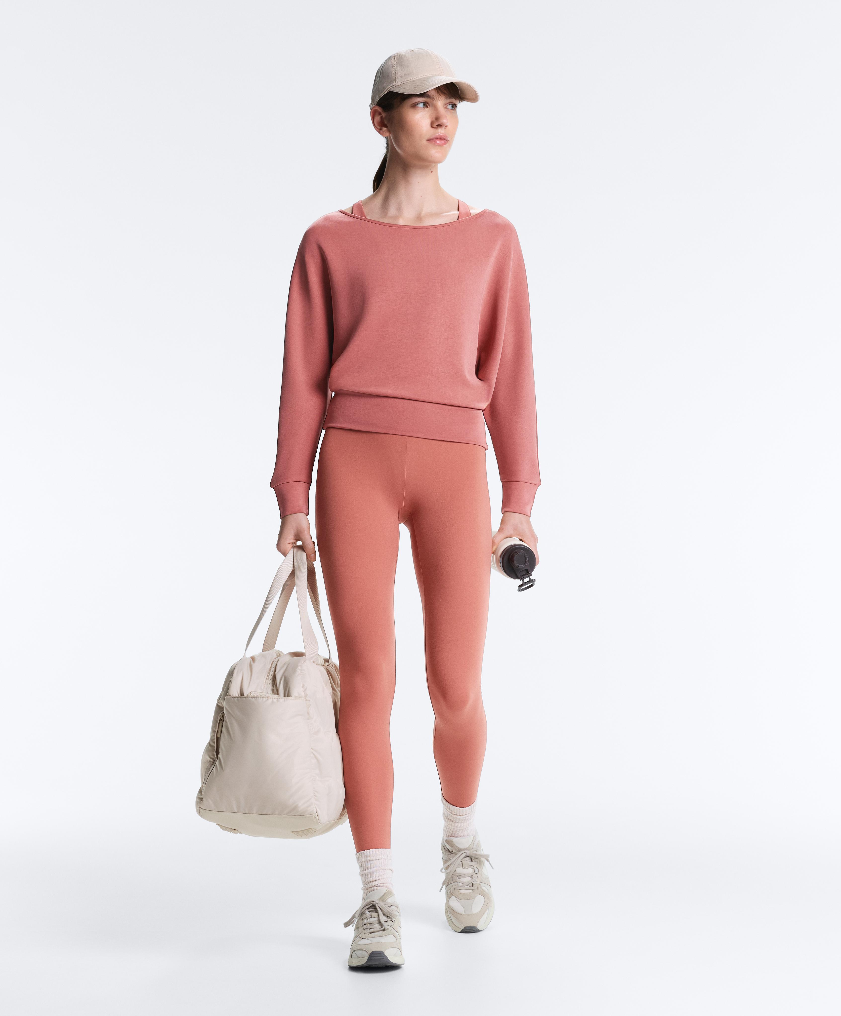 Soft-touch modal boat neck sweatshirt — ROSETTE BLUSH