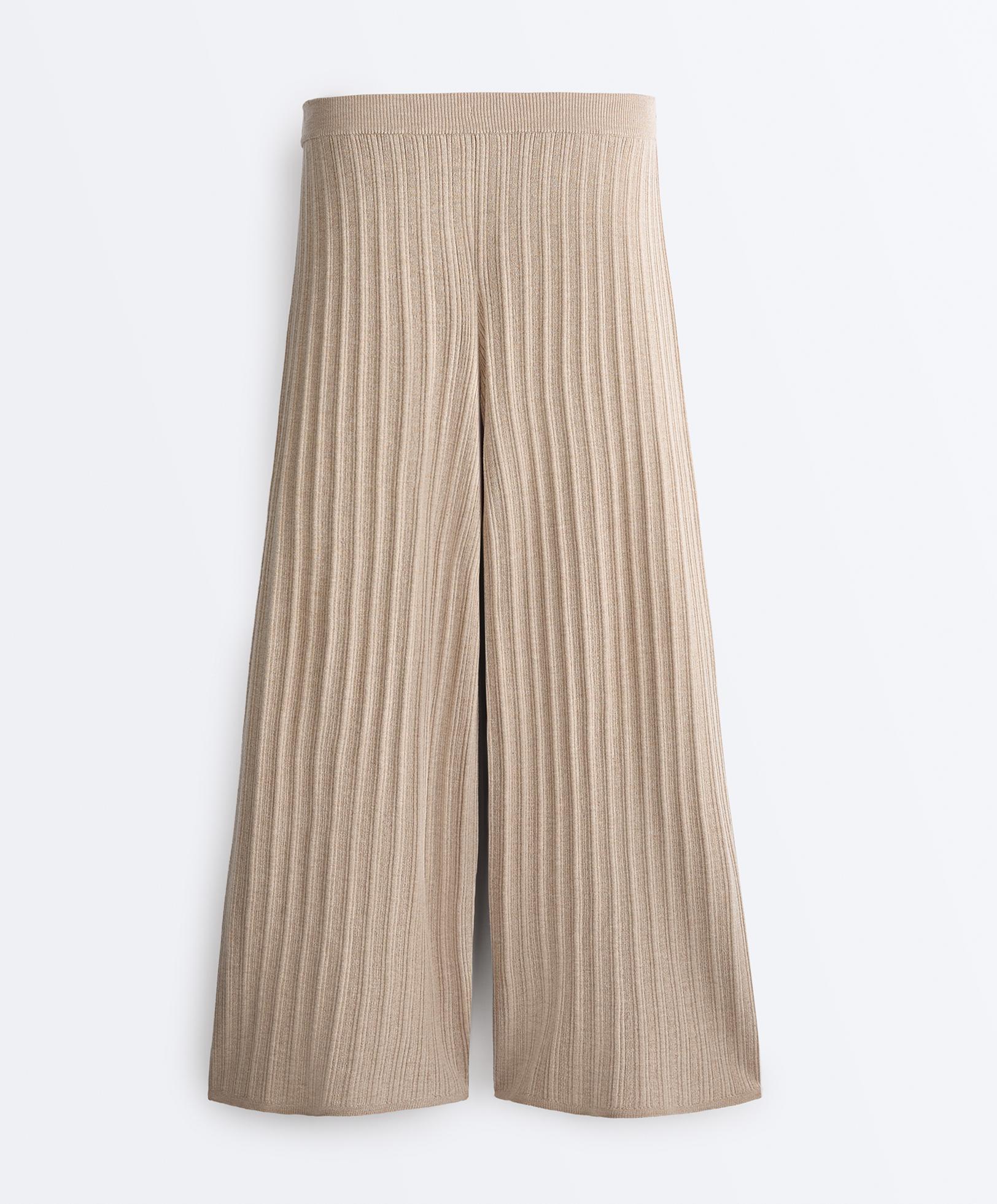 Rib-knit straight-leg trousers — SANDY