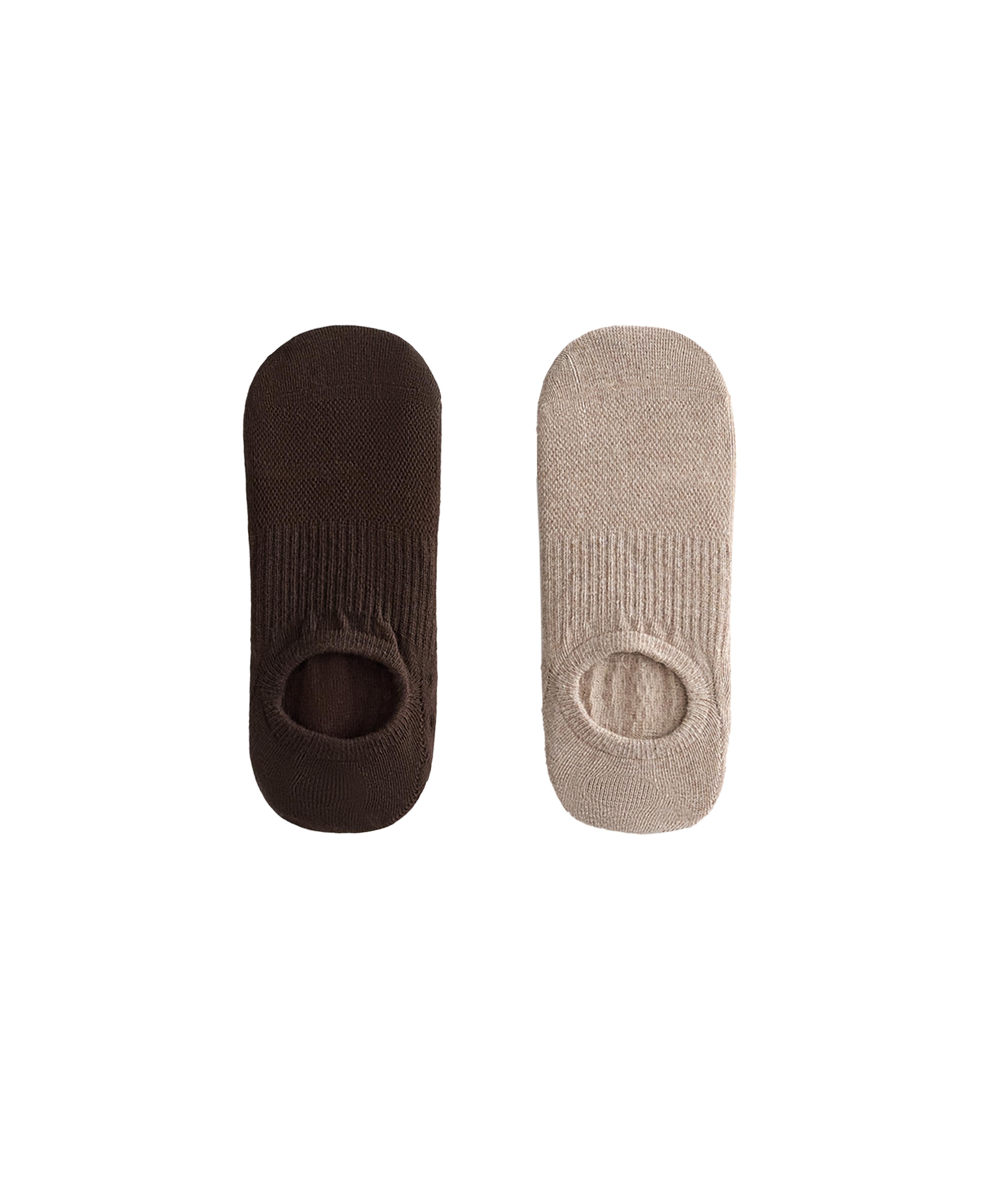2 pairs of cotton blend yoga and Pilates socks — CHOCOLATE      